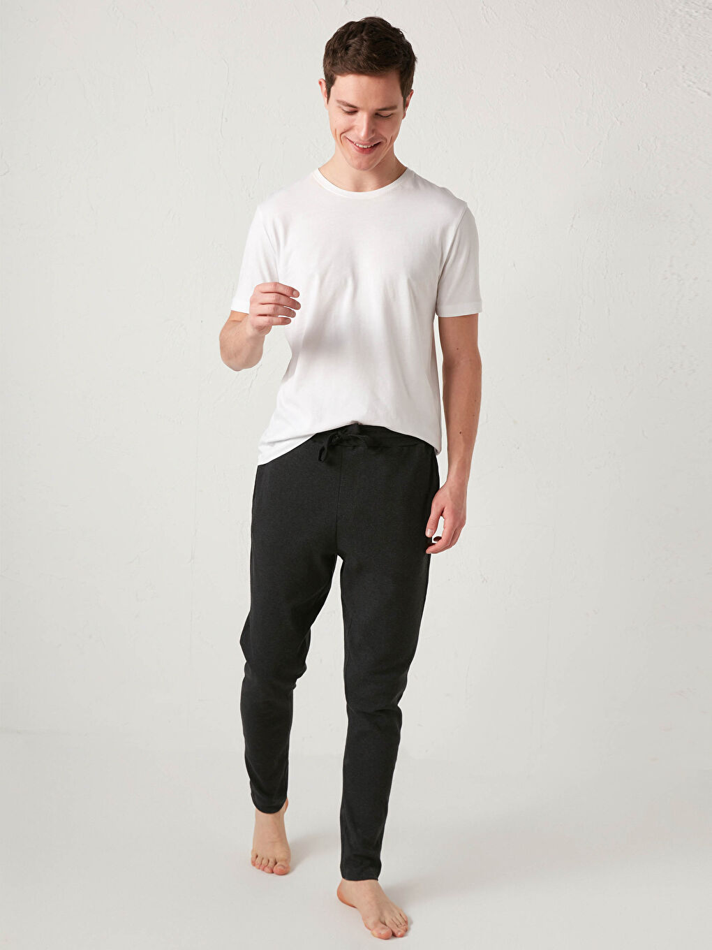 Siyah Standart Kalıp Erkek Pijama Alt-1