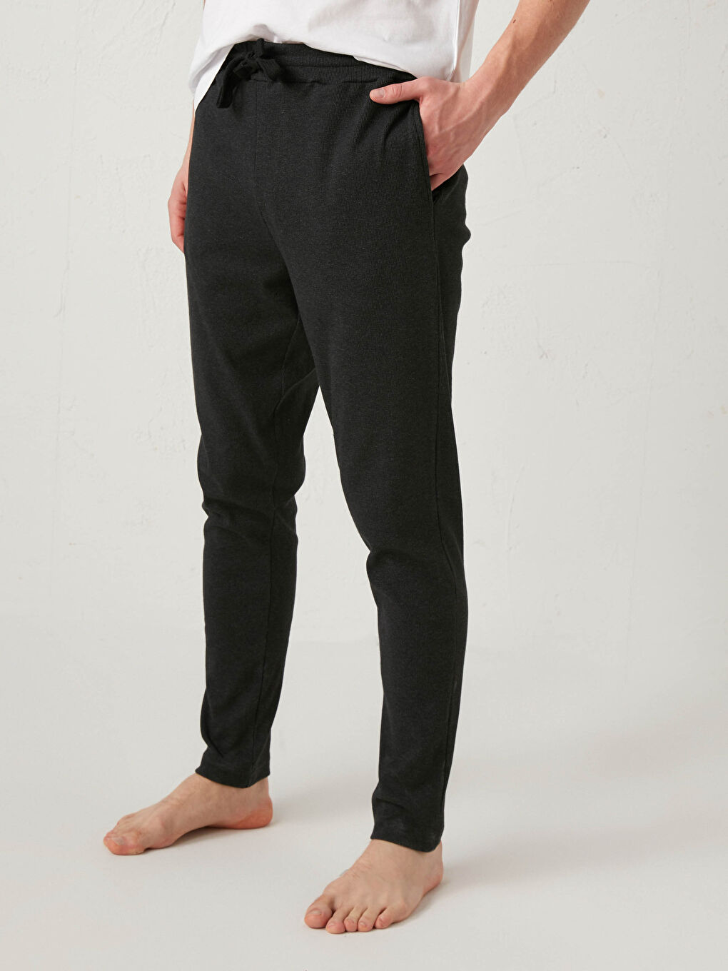 Siyah Standart Kalıp Erkek Pijama Alt-2