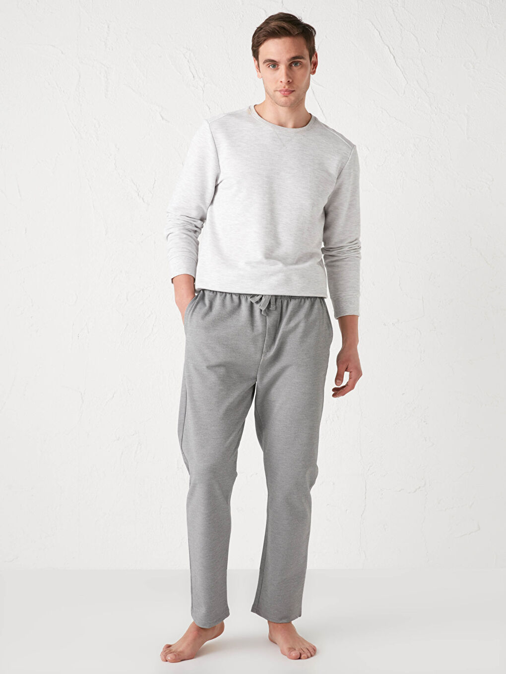 Gri Standart Kalıp Erkek Pijama Alt-3