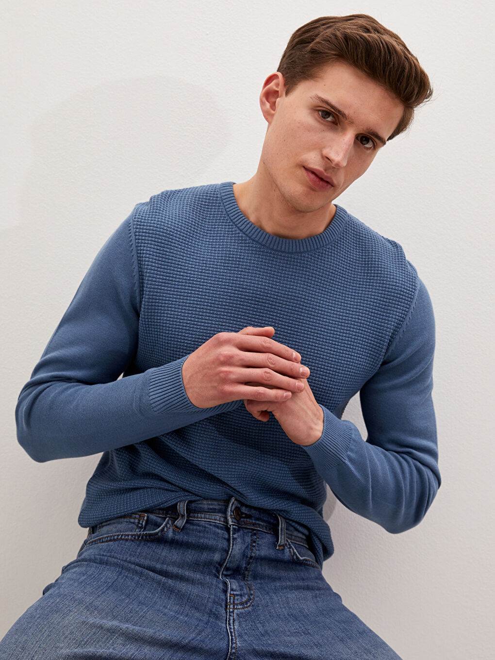 LCWAIKIKI Classic Crew Neck Long Sleeve Men's Tricot Sweater -0WJF22Z8-Q3Y