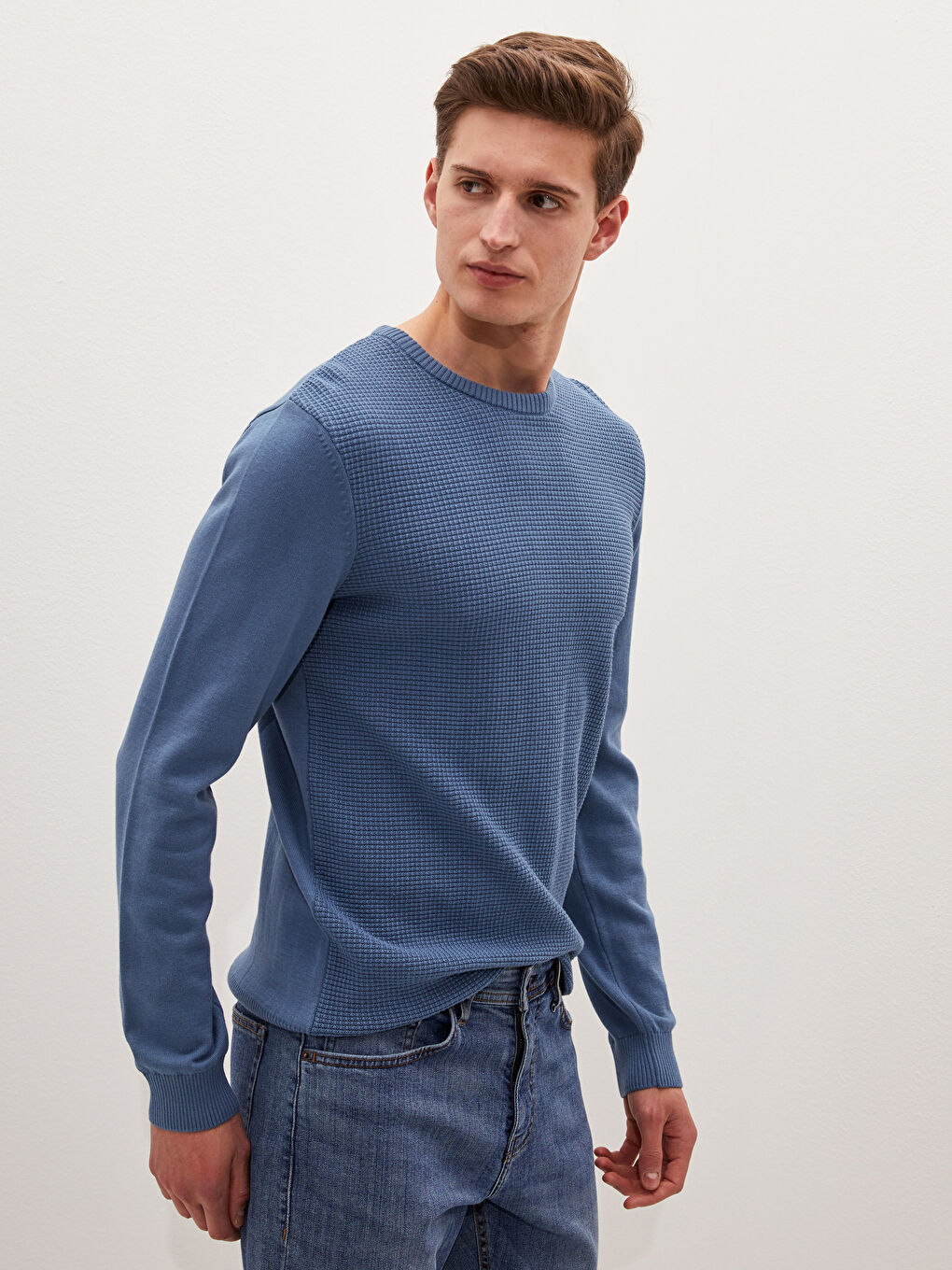 LCWAIKIKI Classic Crew Neck Long Sleeve Men's Tricot Sweater -0WJF22Z8-Q3Y