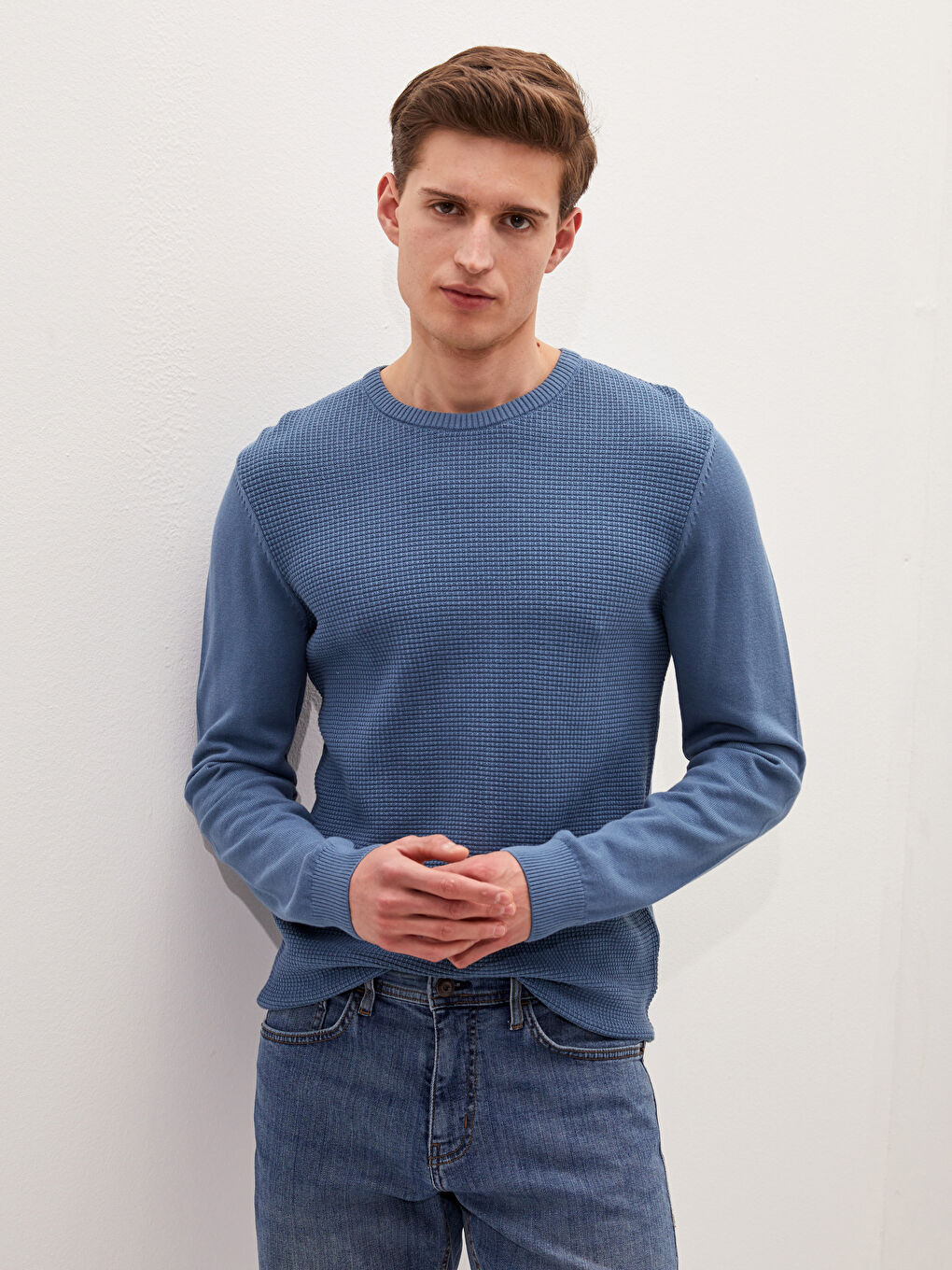 LCWAIKIKI Classic Crew Neck Long Sleeve Men's Tricot Sweater -0WJF22Z8-Q3Y