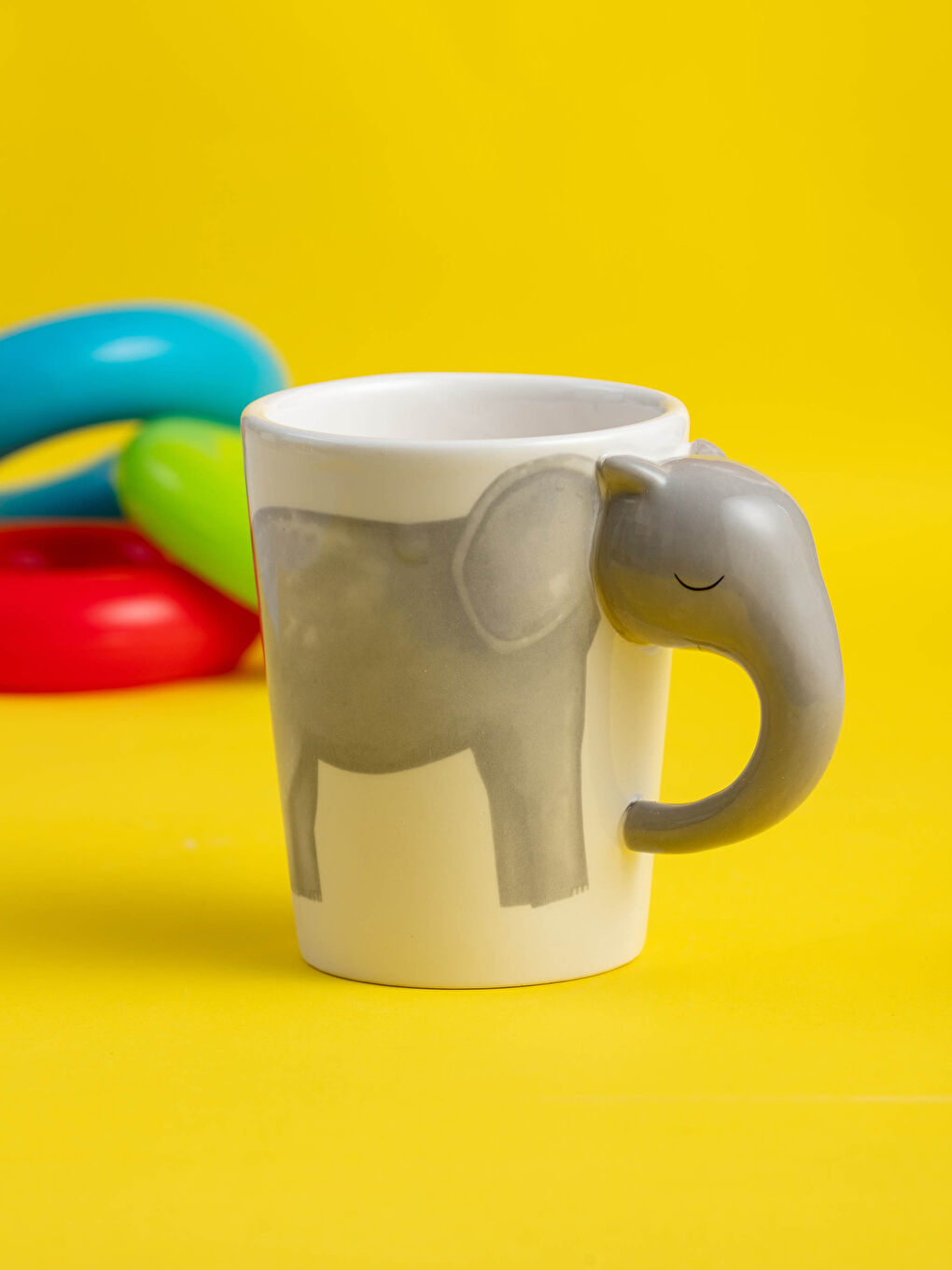 Karışık Fil Figürlü Seramik Kupa Bardak 392 ml-2