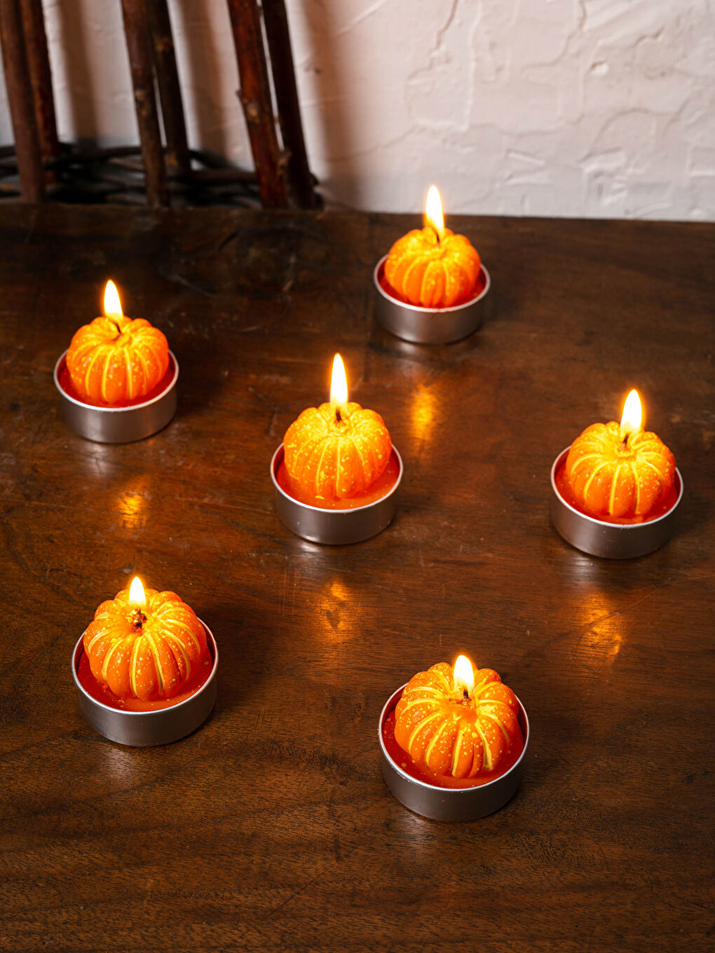 6-Piece Pumpkin Decorative Candle 4 Cm