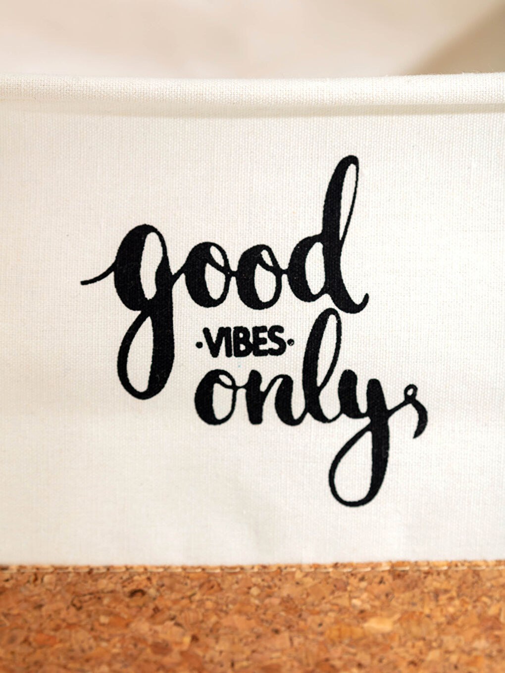 Siyah Slogan Baskılı Organizer Sepet 38x26x23 cm-1