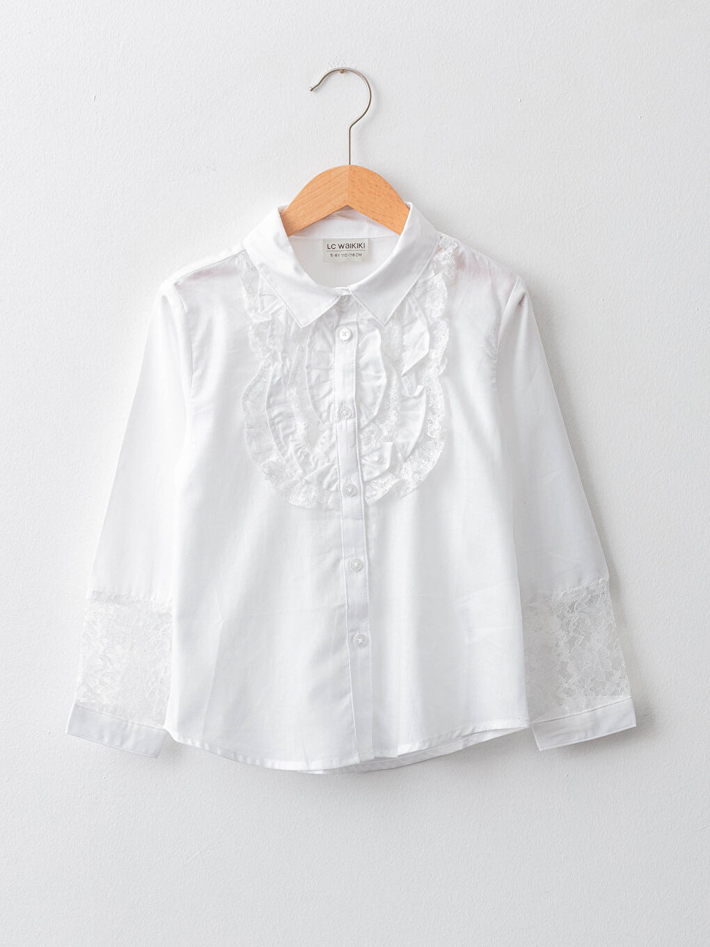 LCW Kids Ruffle Detailed Long Sleeve Poplin Girl Shirt -W11381Z4-R9K
