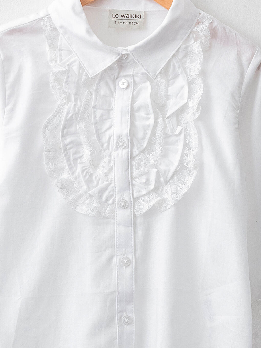 LCW Kids Ruffle Detailed Long Sleeve Poplin Girl Shirt -W11381Z4-R9K