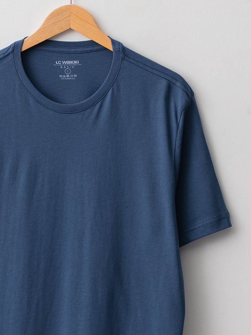 Lacivert Bisiklet Yaka Kısa Kollu Basic Erkek Tişört-7