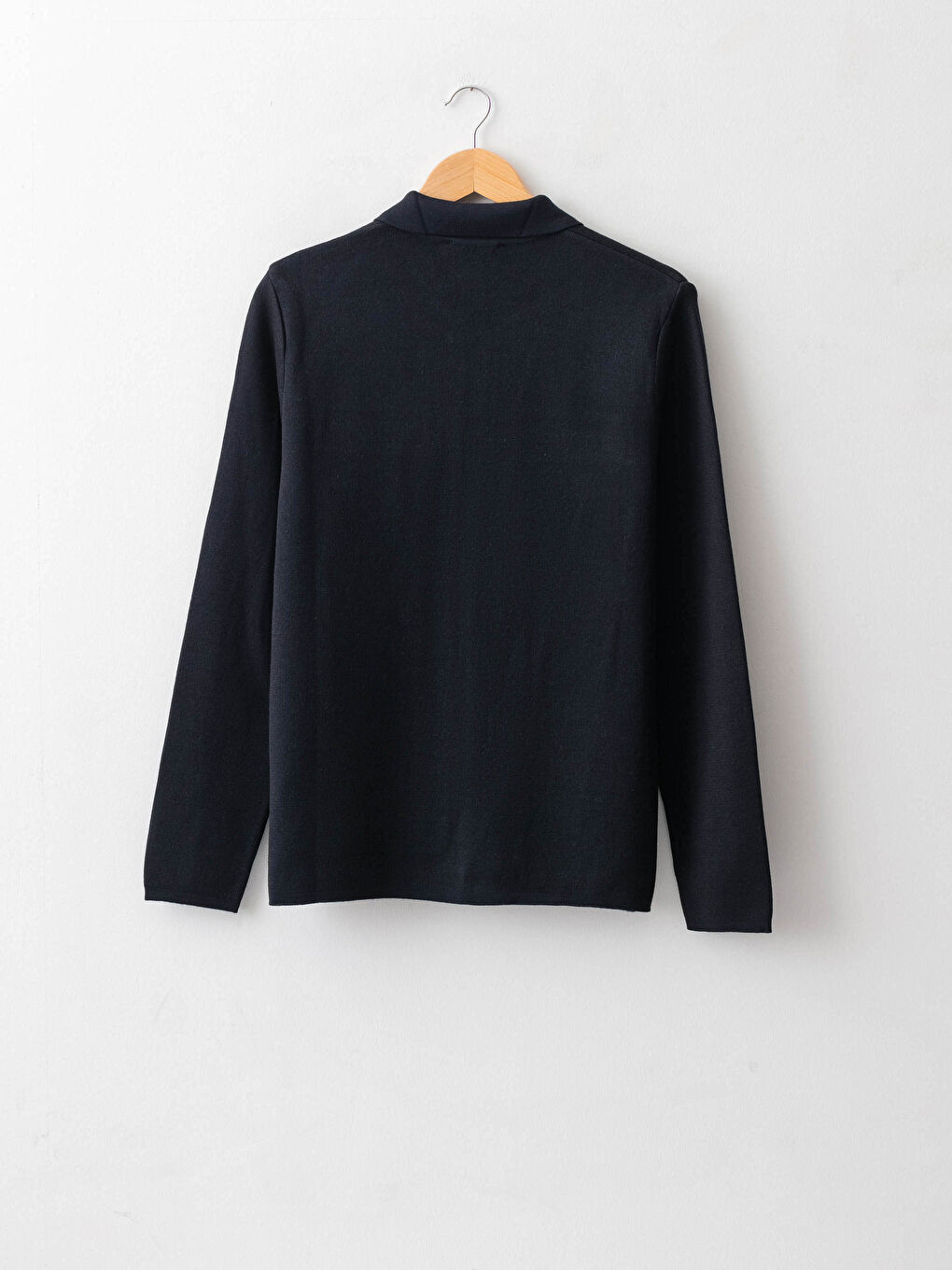 Lacivert Dar Kalıp Gömlek Yaka Basic Erkek Hırka-1