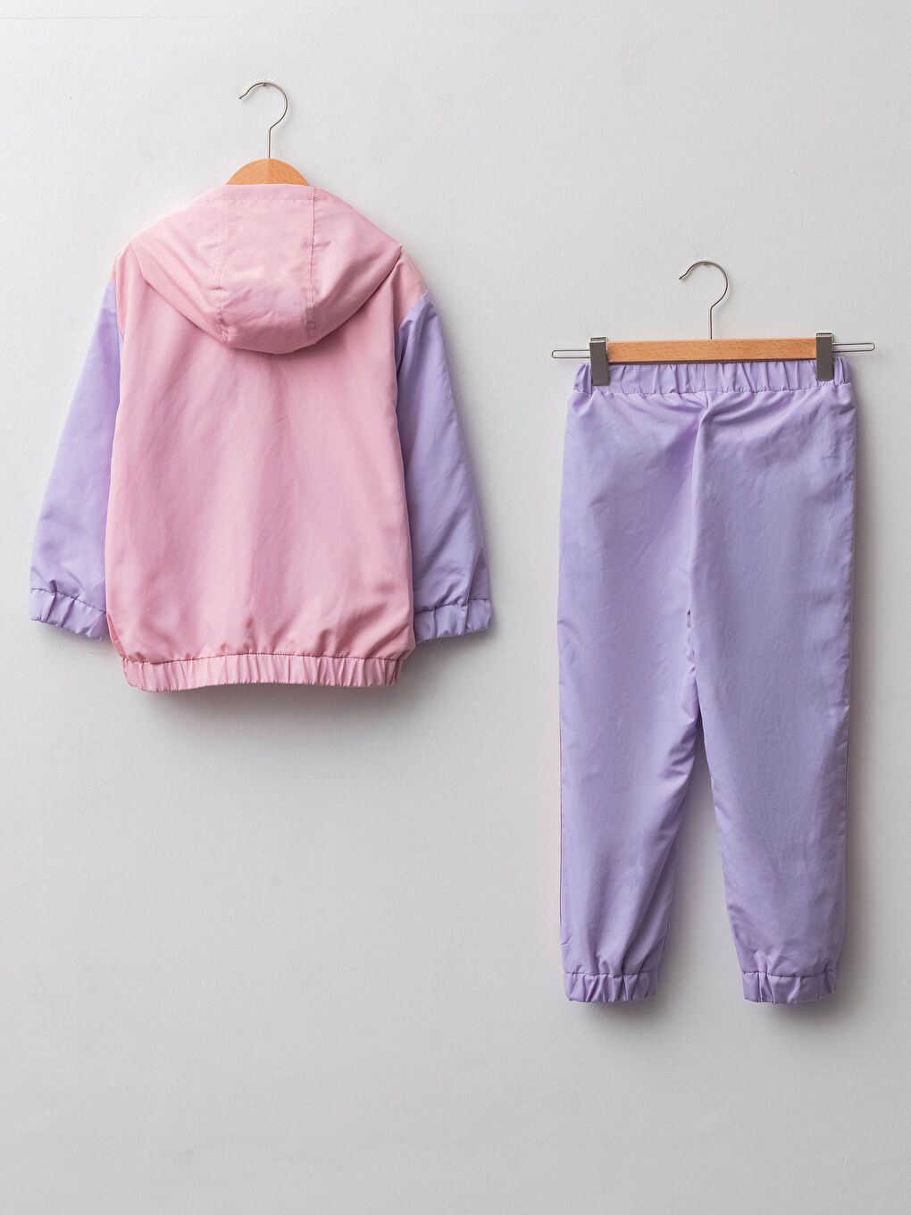 Hooded Color Block Long Sleeve Girls' Tracksuit Set-1