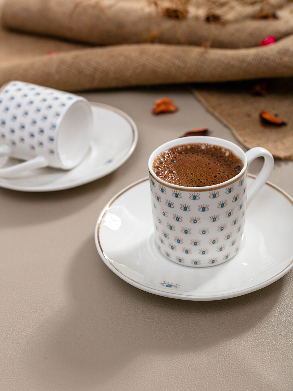 LCW HOME Štampani Porcelanski Turski Set za Kafu od 2 Šolje 5x5x6 Cm -W11490Z8-LUL