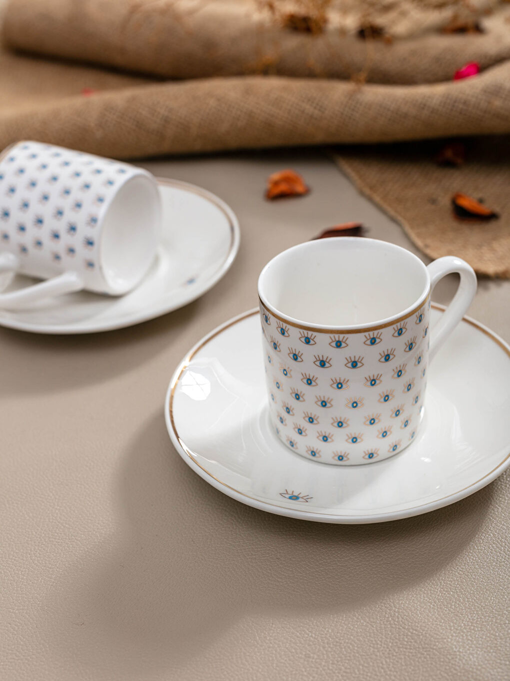 LCW HOME Štampani Porcelanski Turski Set za Kafu od 2 Šolje 5x5x6 Cm -W11490Z8-LUL