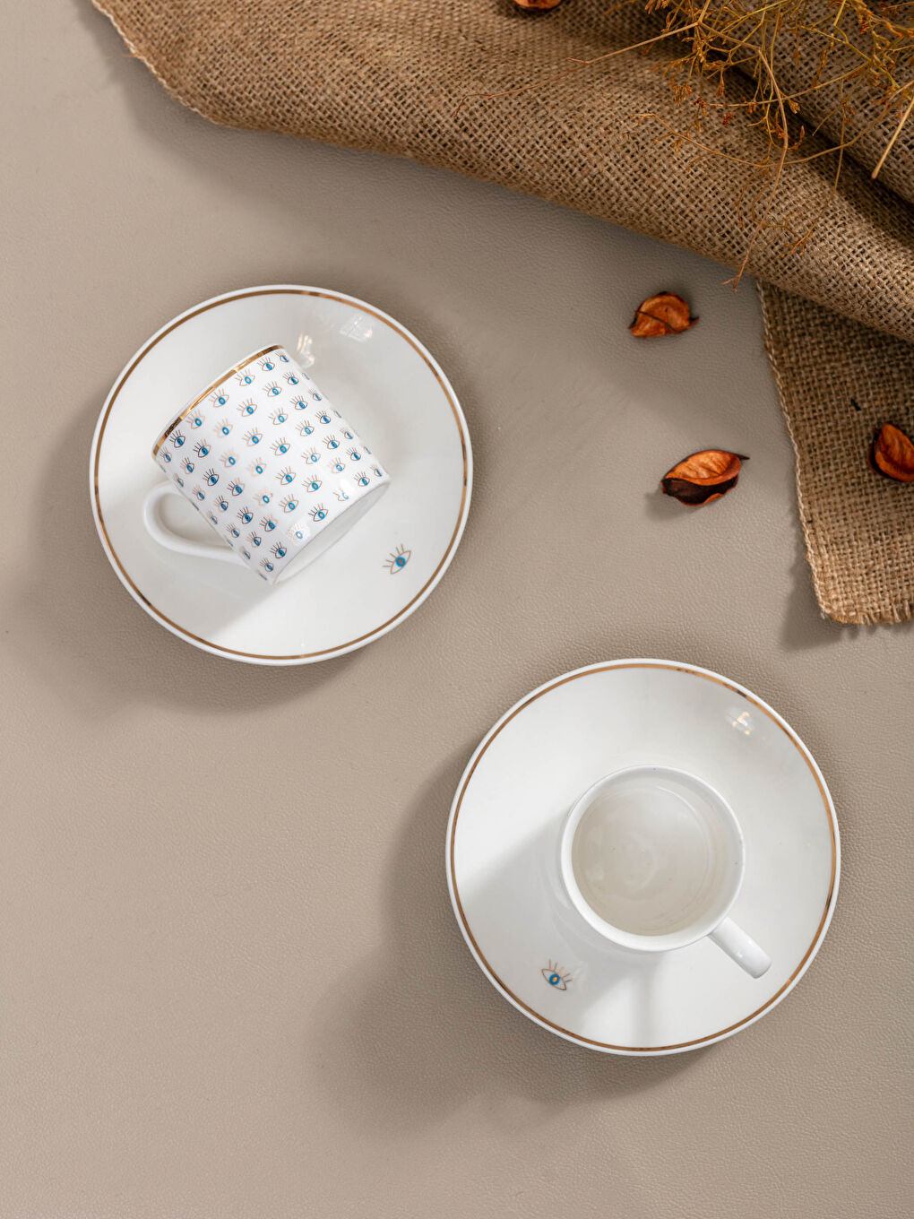 LCW HOME Štampani Porcelanski Turski Set za Kafu od 2 Šolje 5x5x6 Cm -W11490Z8-LUL