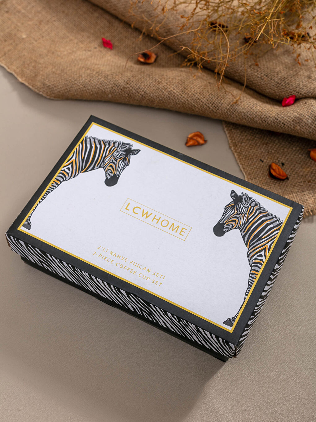 LCW HOME Zebra Patterned Porcelain Turkish Coffee Cup Set of 2 5x5x6 Cm -W11492Z8-LQJ