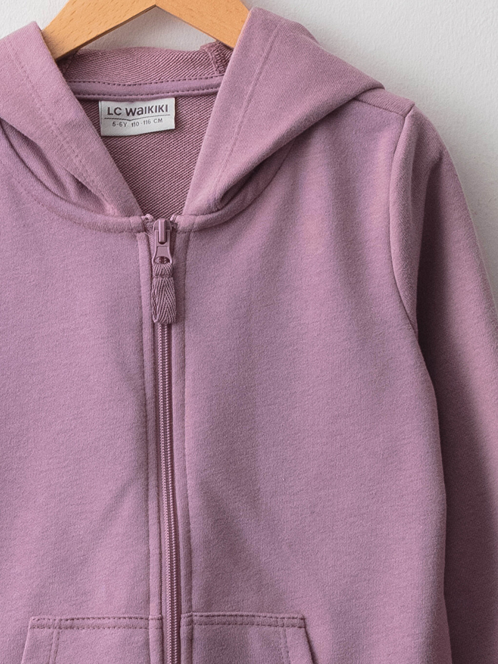 Hooded Basic Long Sleeve Girls' Zippered Sweatshirt-2