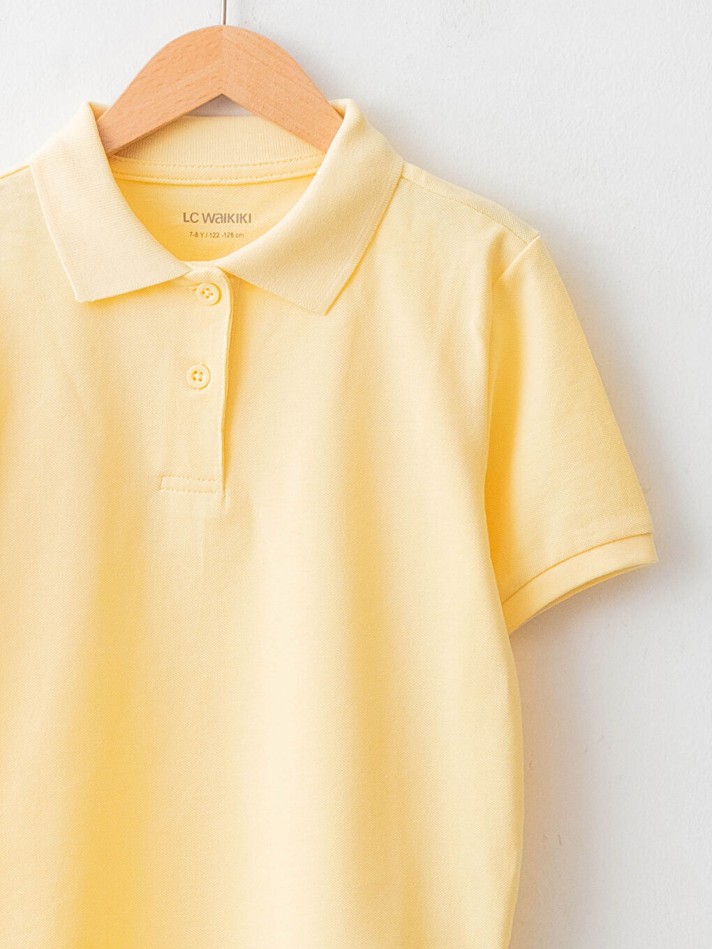 Sarı Polo Yaka Basic Kısa Kollu Kız Çocuk Tişört-2
