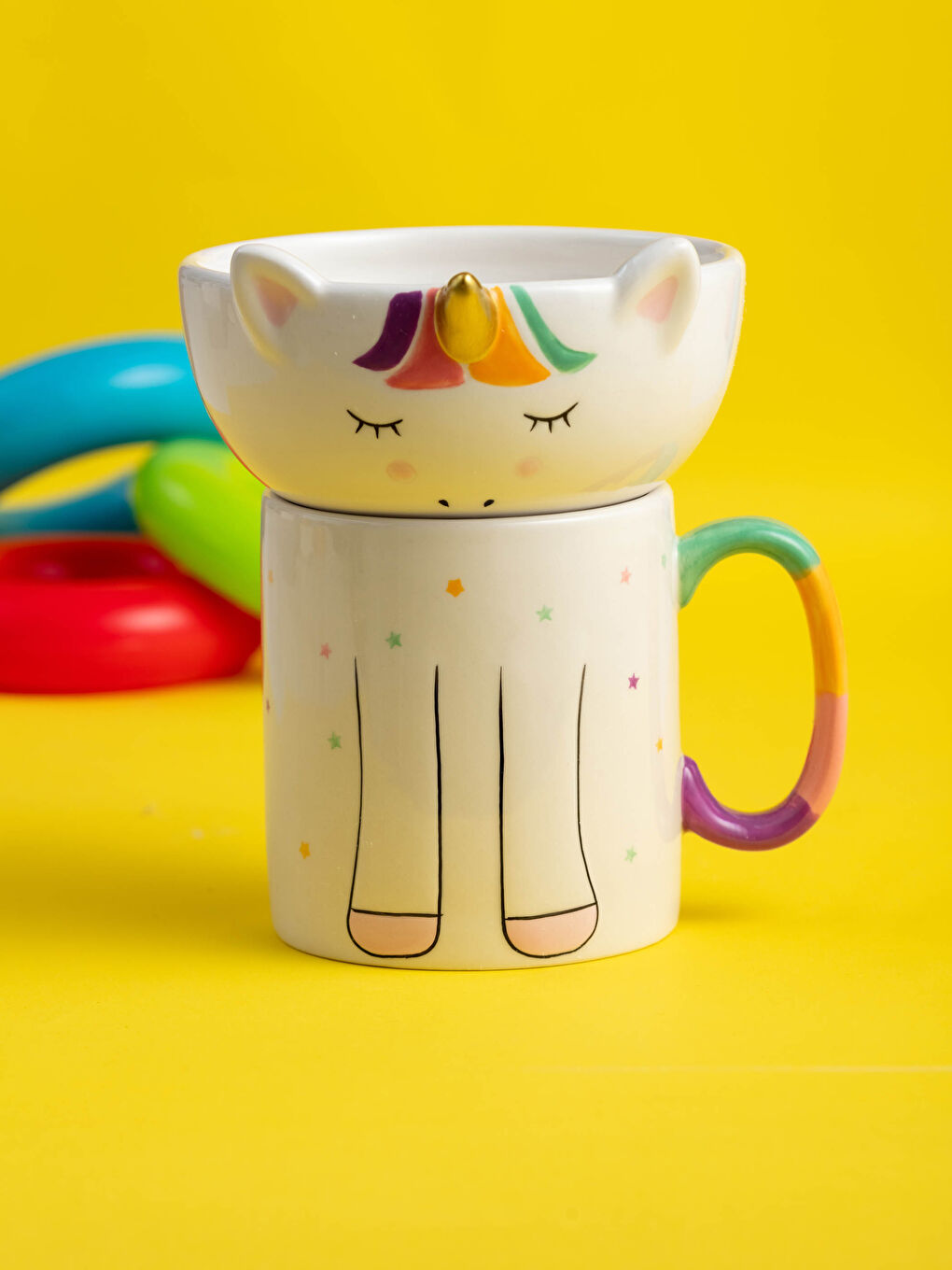 Printed Lid Ceramic Mug Cup 760 Ml