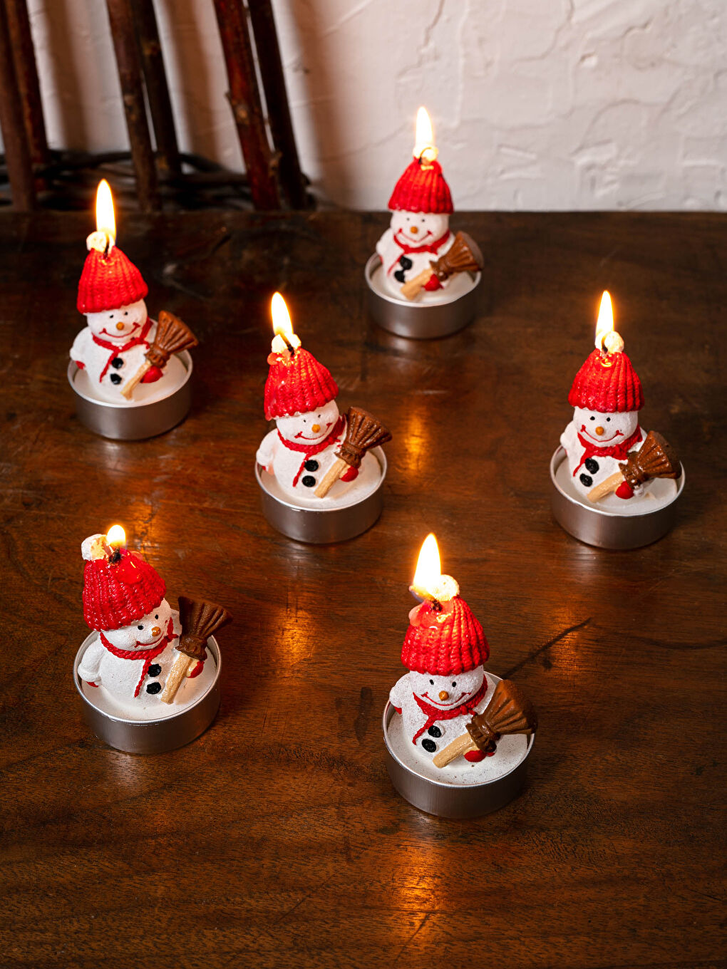 Χριστουγεννιάτικο Διακοσμητικό Σετ Κεριών με Σχέδιο Χιονάνθρωπου, 6 τεμαχίων