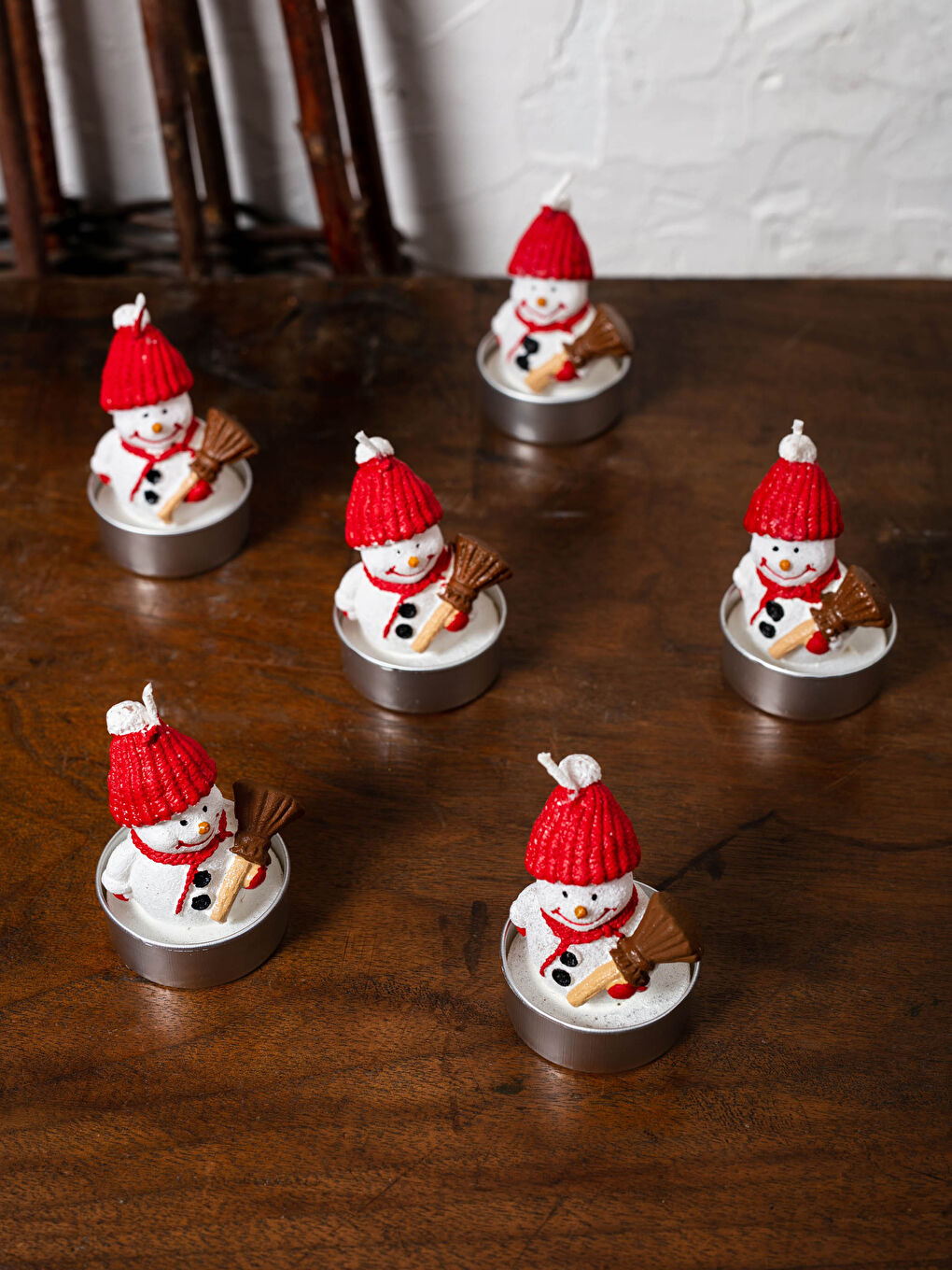 Χριστουγεννιάτικο Διακοσμητικό Σετ Κεριών με Σχέδιο Χιονάνθρωπου, 6 τεμαχίων-1