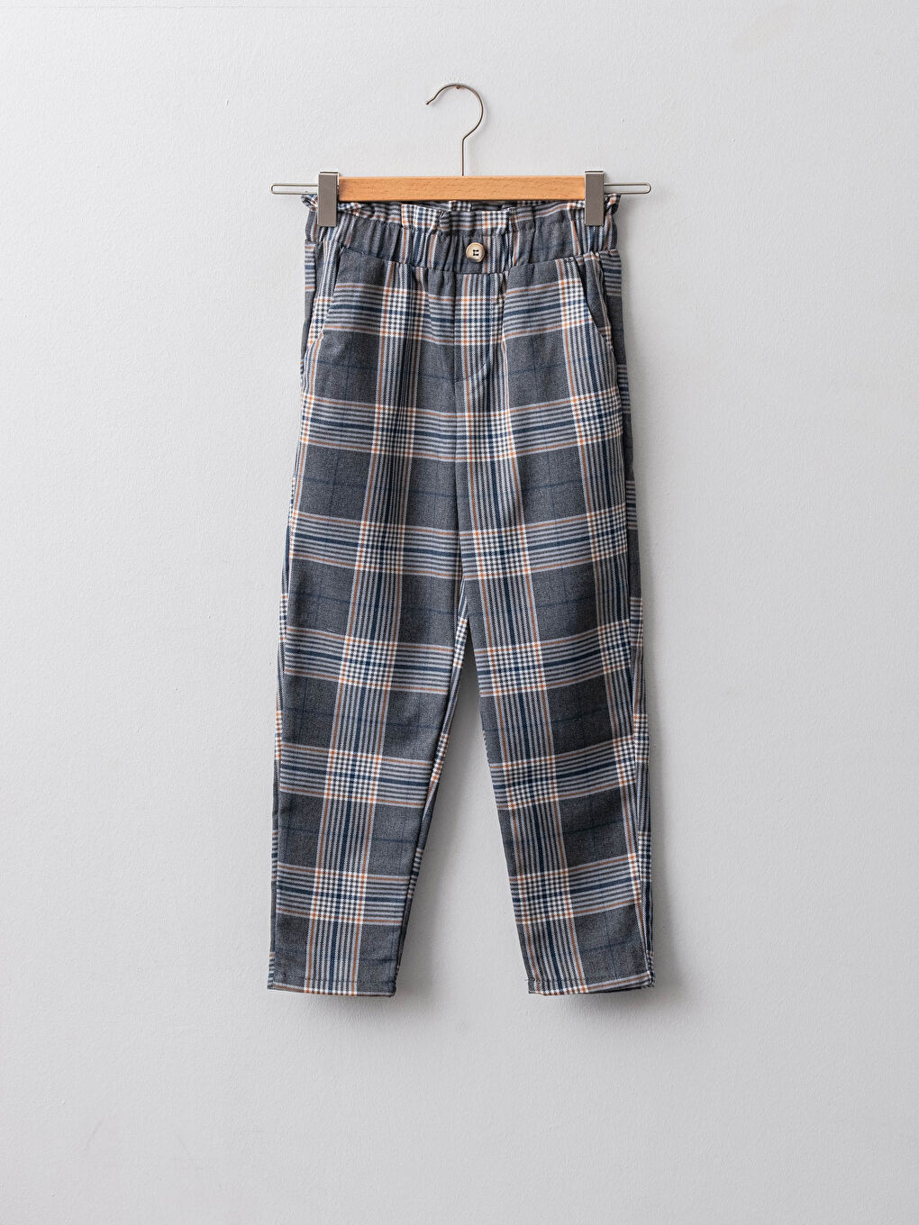 Beli Lastikli Ekose Gabardin Kız Çocuk Pantolon