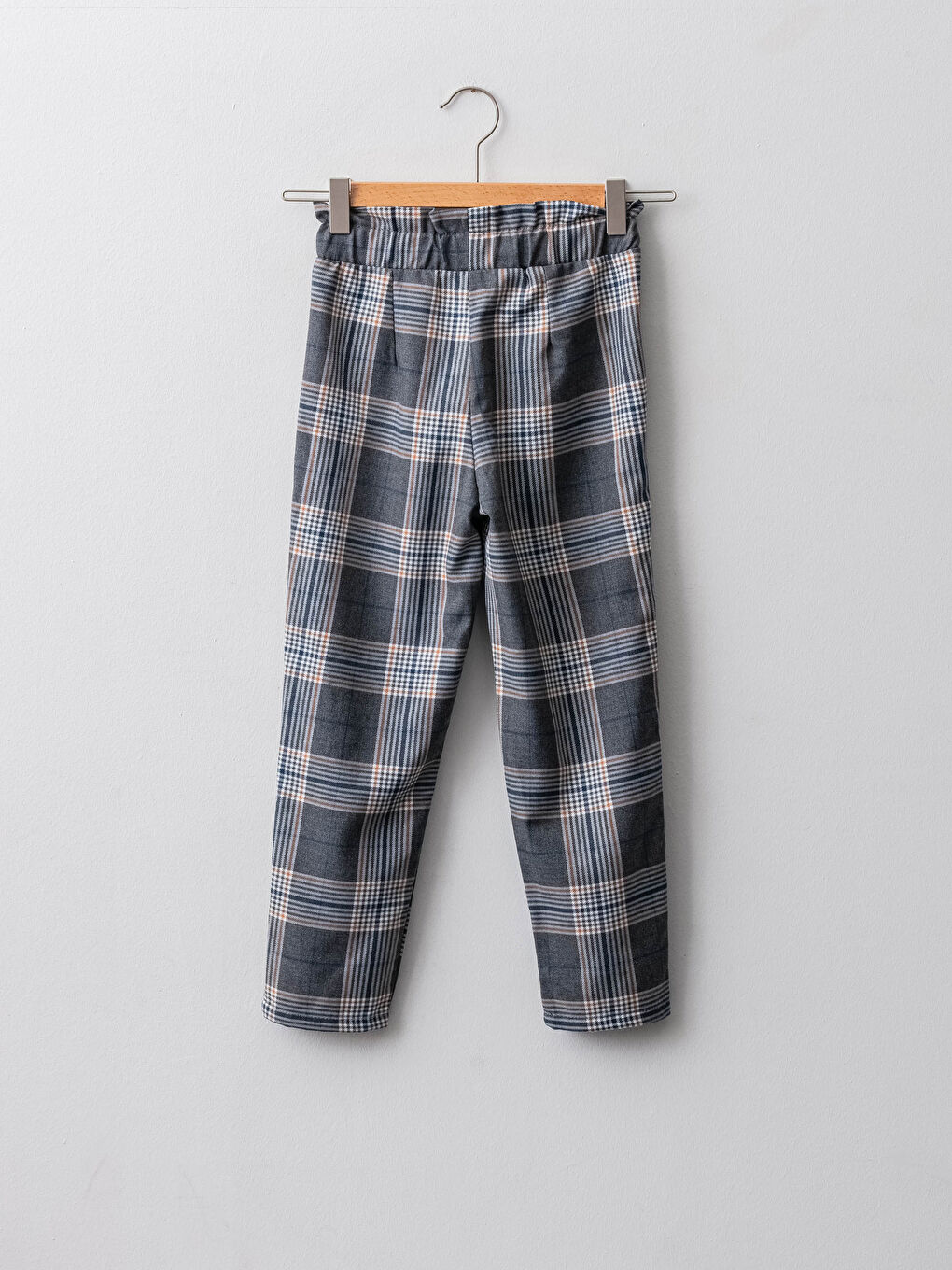 Beli Lastikli Ekose Gabardin Kız Çocuk Pantolon-1