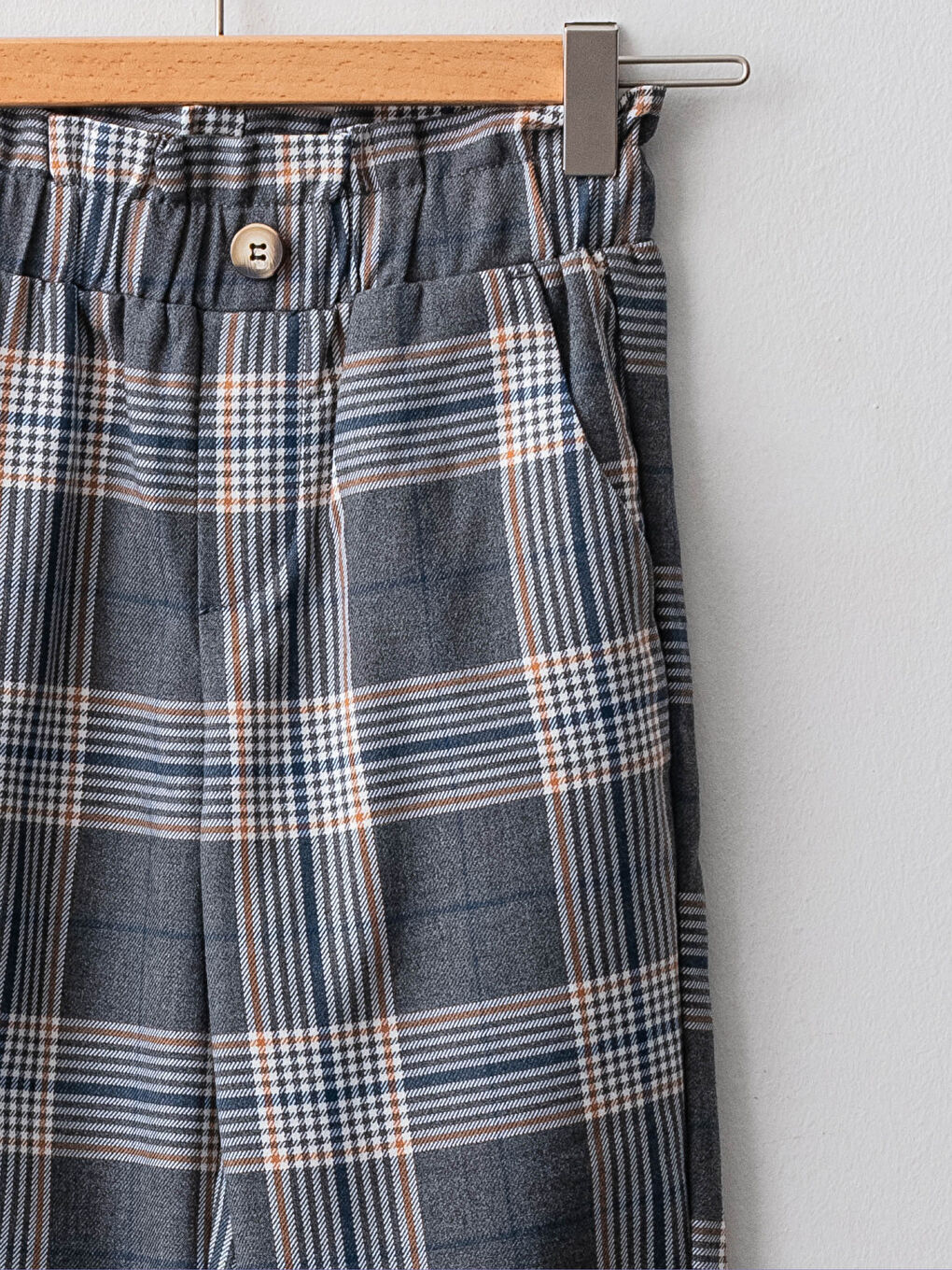 Beli Lastikli Ekose Gabardin Kız Çocuk Pantolon-2