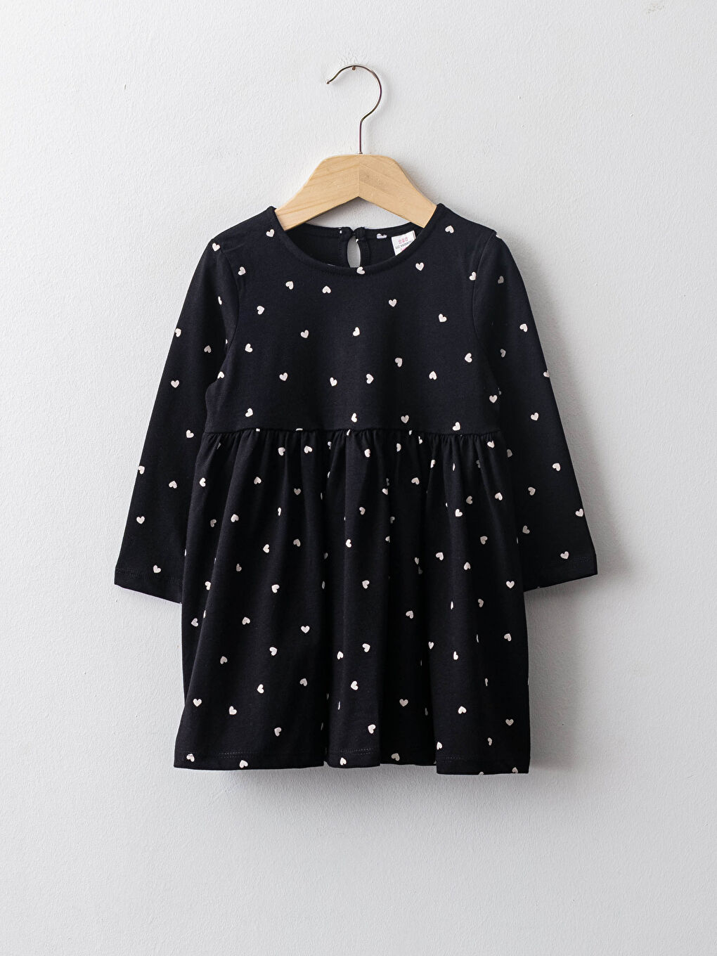 Crew Neck Long Sleeve Patterned Baby Girls' Dress