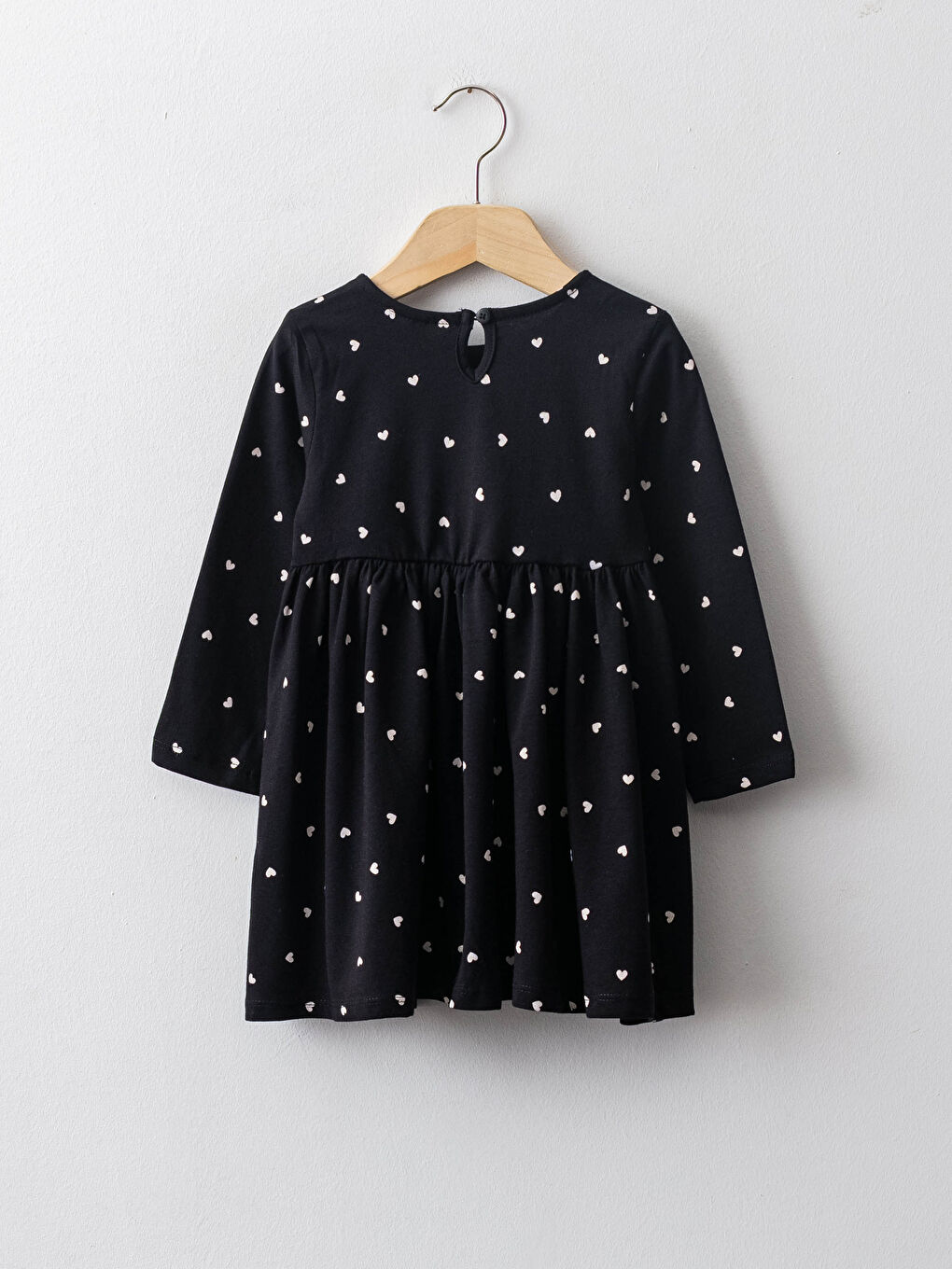 Crew Neck Long Sleeve Patterned Baby Girls' Dress-1