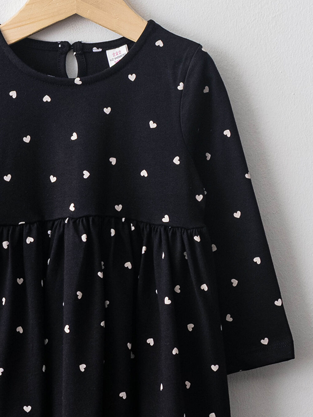 Crew Neck Long Sleeve Patterned Baby Girls' Dress-2