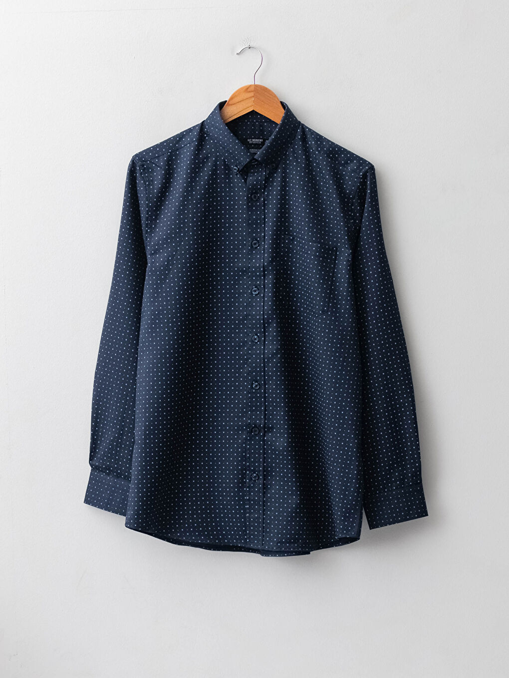 Lacivert Regular Fit Uzun Kollu Gabardin Erkek Gömlek-5