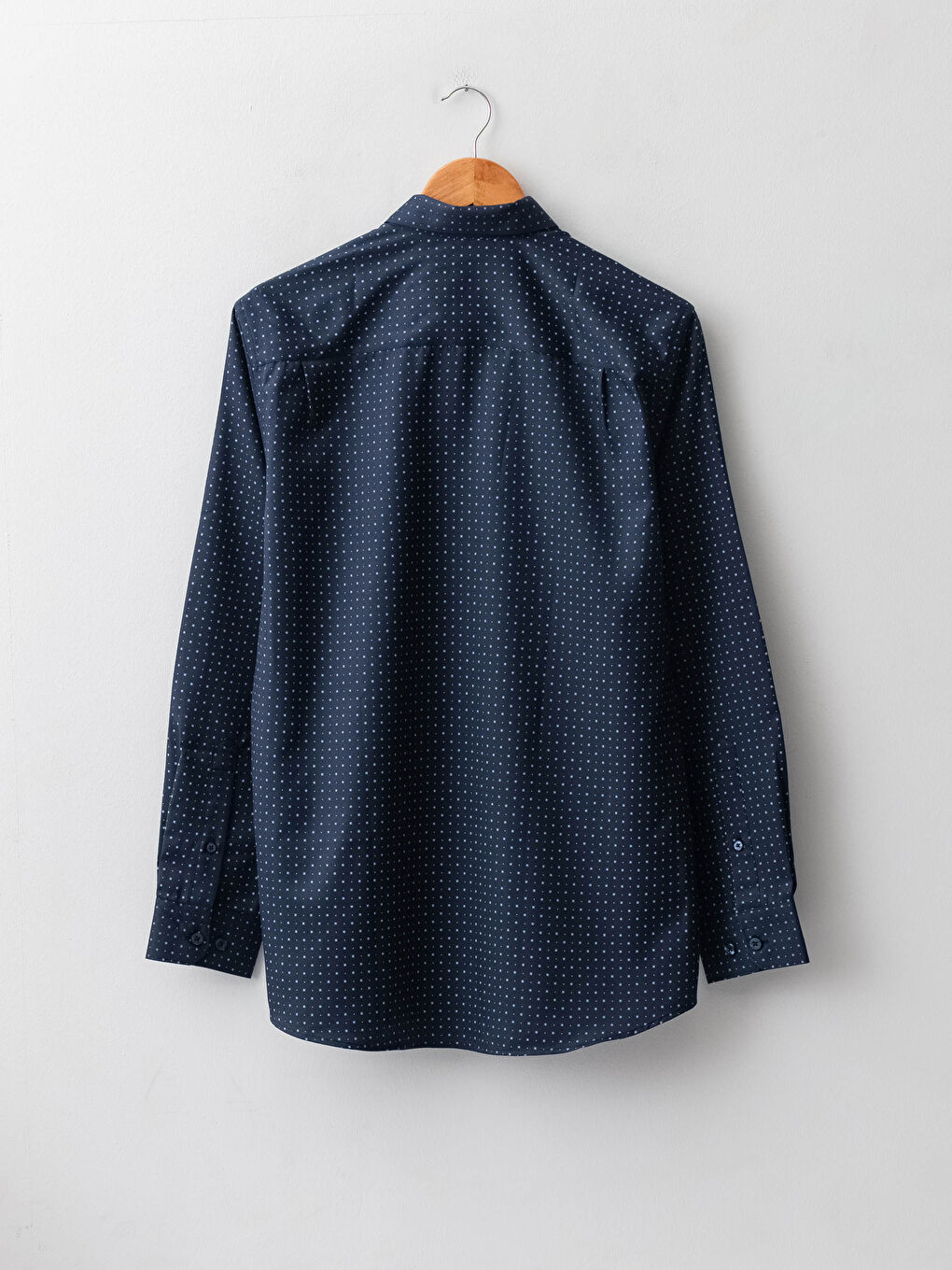 Lacivert Regular Fit Uzun Kollu Gabardin Erkek Gömlek-6