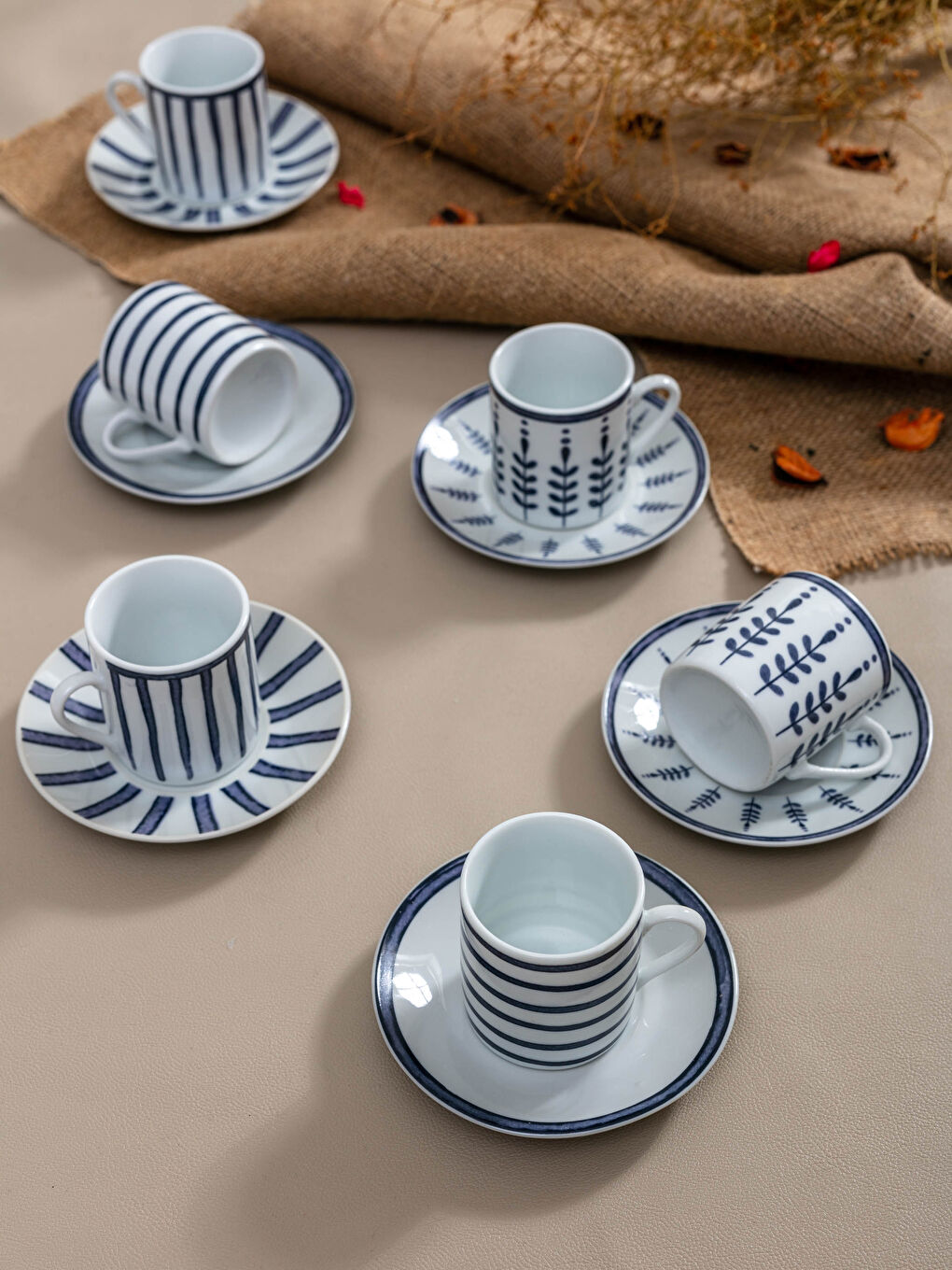 Patterned Porcelain Turkish Coffee Cup Set of 6 5x5 Cm-1