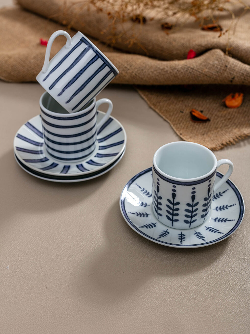 Patterned Porcelain Turkish Coffee Cup Set of 6 5x5 Cm-3