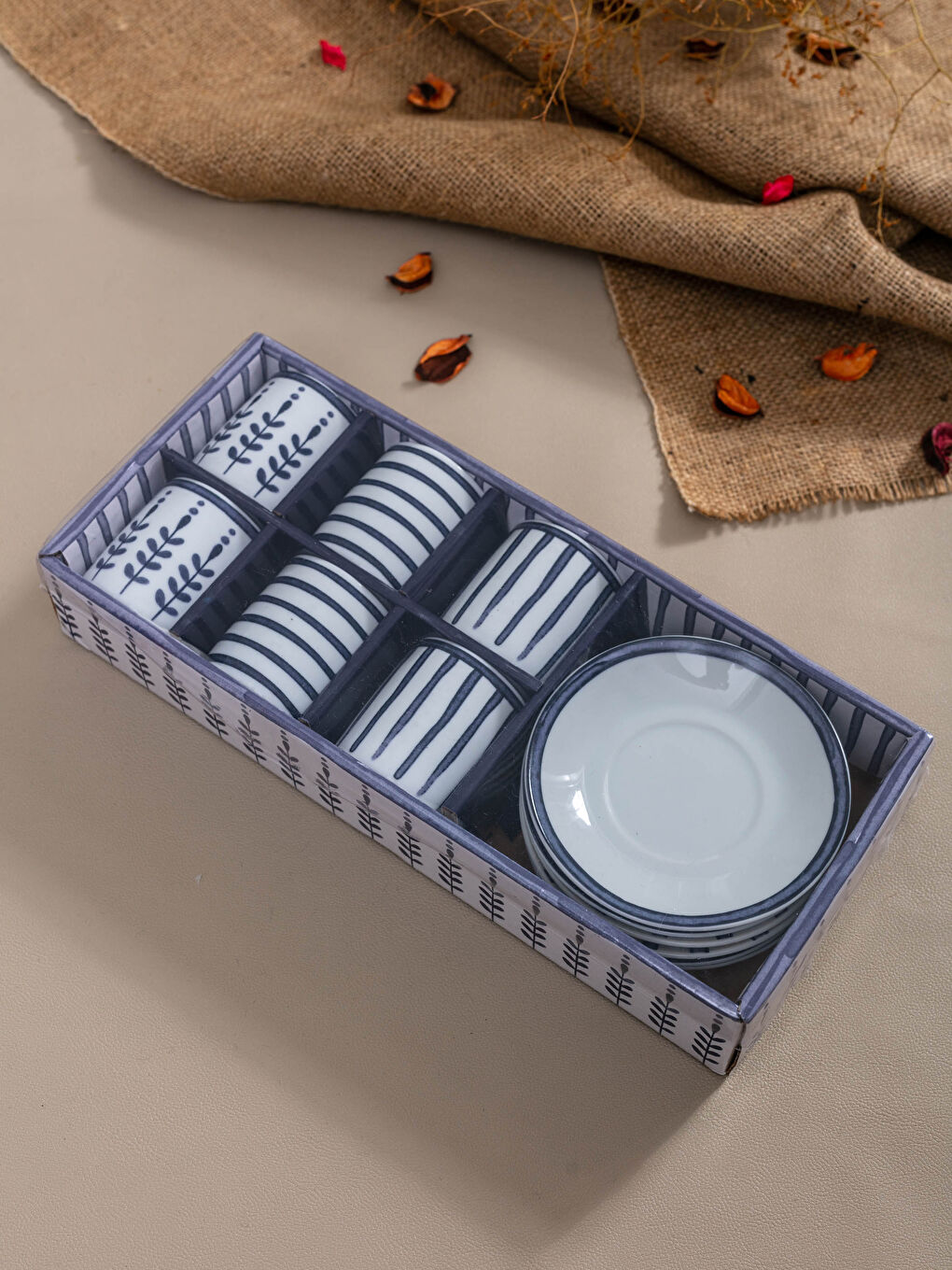Patterned Porcelain Turkish Coffee Cup Set of 6 5x5 Cm-4