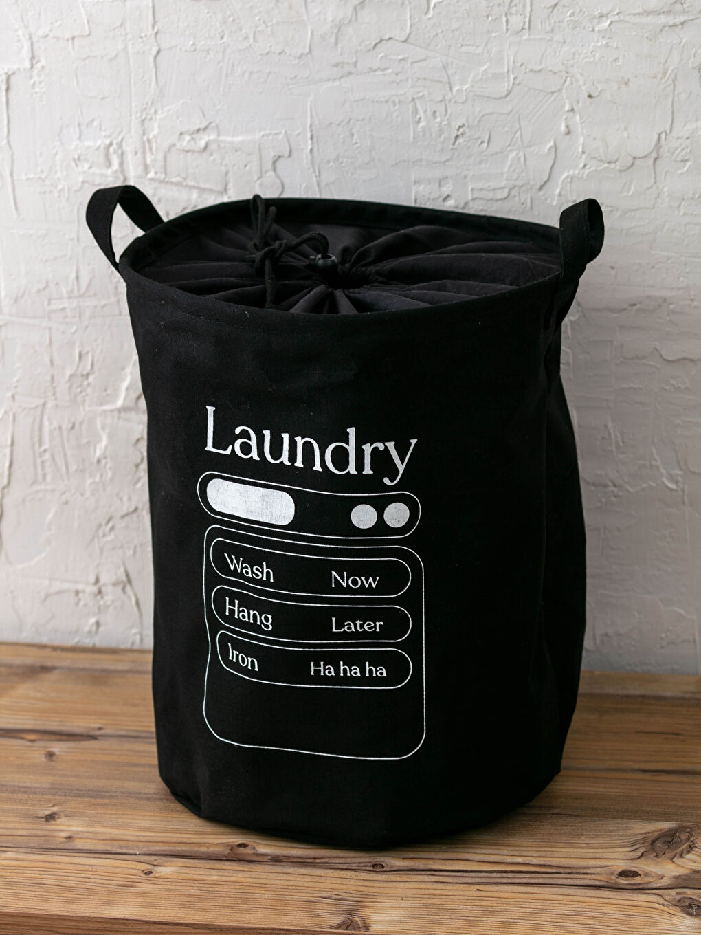 LCW HOME Siyah Slogan Baskılı Çamaşır Sepeti 40x50 cm