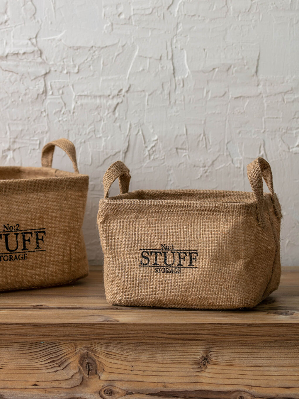 LCW HOME Slogan Printed Jute Organizer Basket 20x16x14 Cm -W11728Z8-LQJ