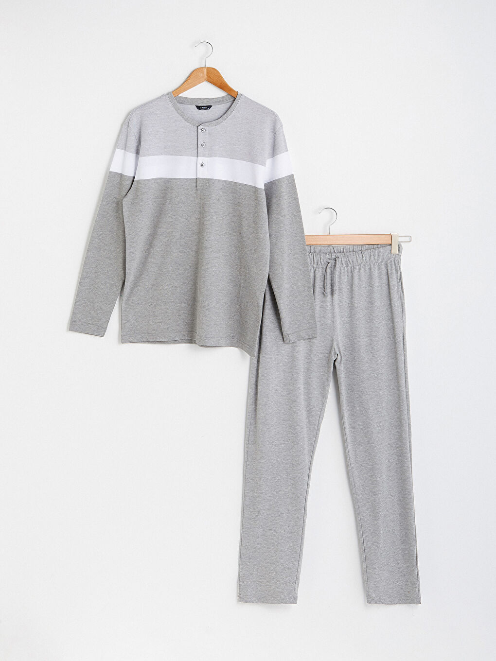 Gri Standart Kalıp Erkek Pijama Takımı-5