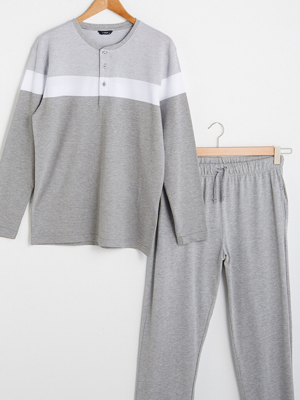 Gri Standart Kalıp Erkek Pijama Takımı-7