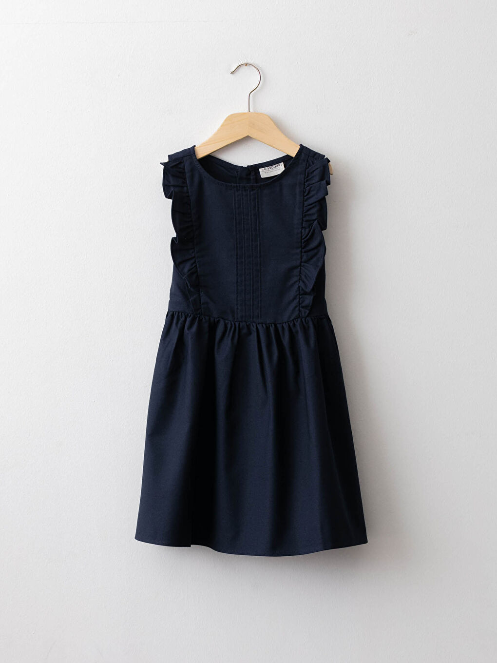 LCW Kids Crew Neck Ruffle Detail Girls' Dress -W11802Z4-HRC