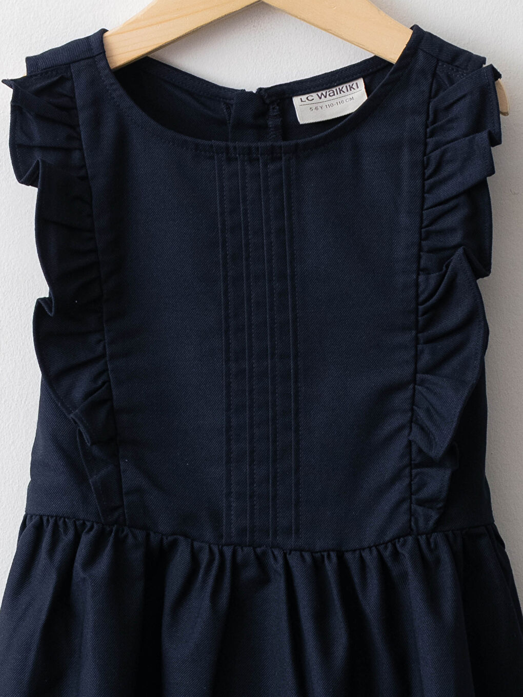 LCW Kids Crew Neck Ruffle Detail Girls' Dress -W11802Z4-HRC