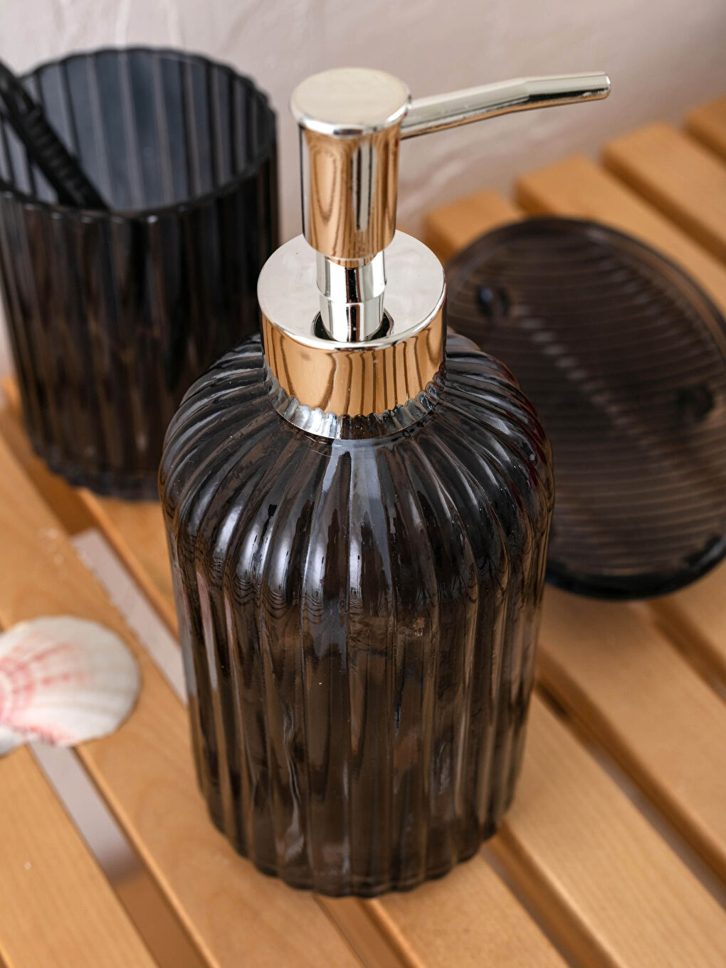 Antrasit Cam Banyo Seti 3'lü-1