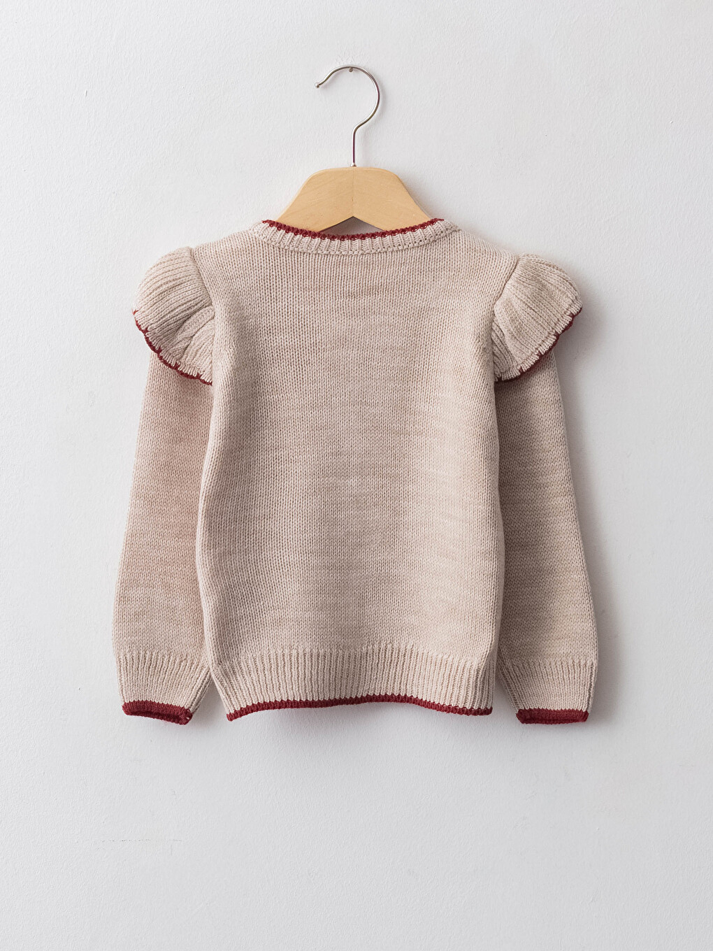 Crew Neck Long Sleeve Embroidery Detailed Baby Girl Knitwear Cardigan-1