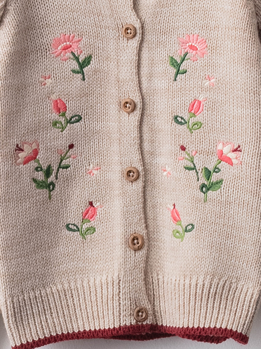 Crew Neck Long Sleeve Embroidery Detailed Baby Girl Knitwear Cardigan-2