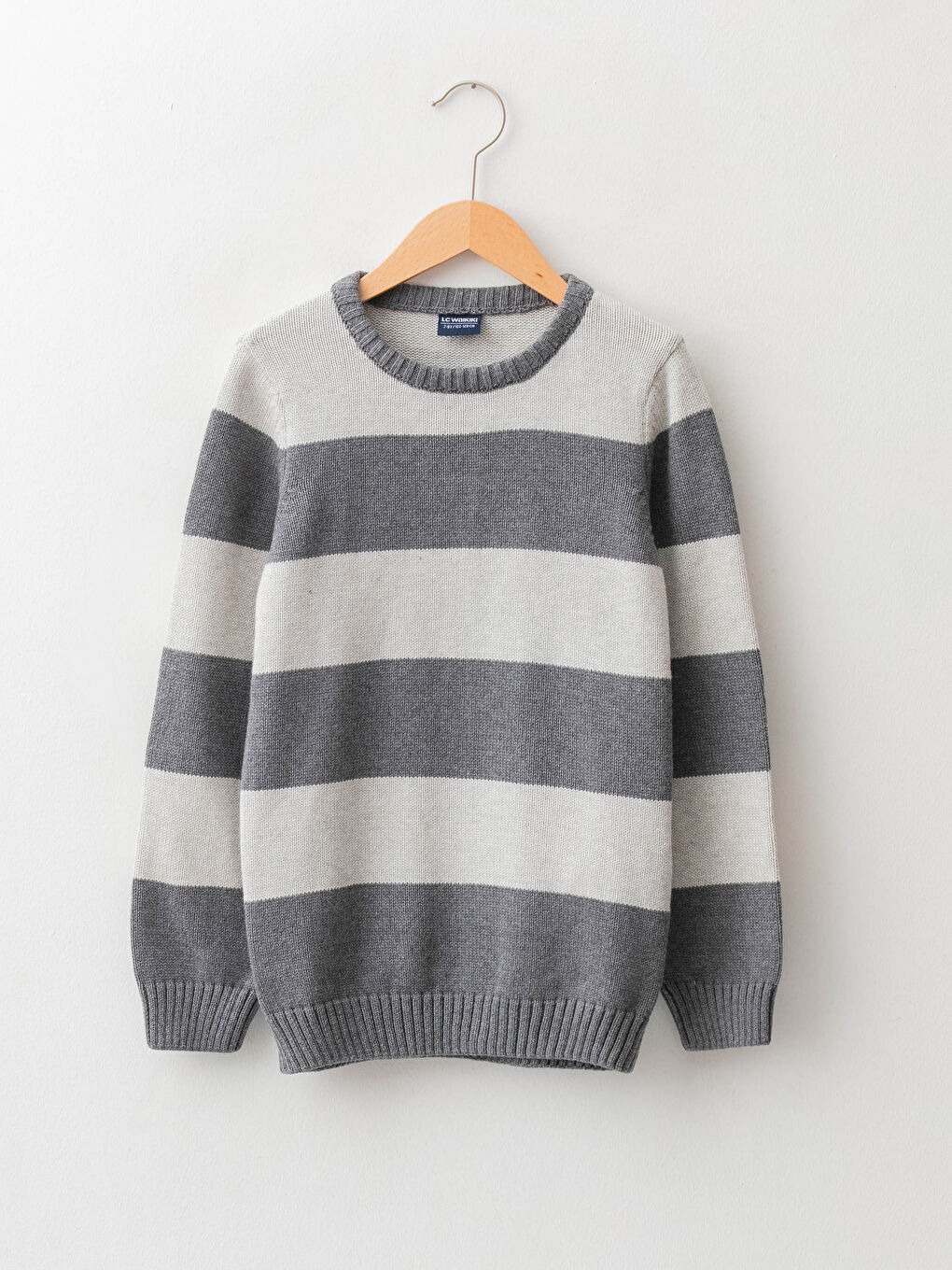 Crew Neck Striped Long Sleeve Boys' Knitwear Sweater
