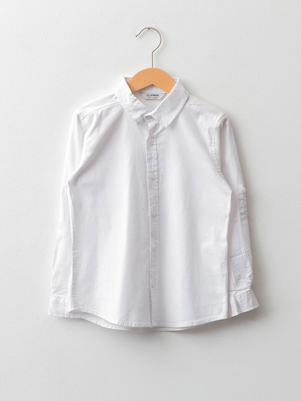 Beyaz Basic Uzun Kollu Poplin Erkek Çocuk Gömlek