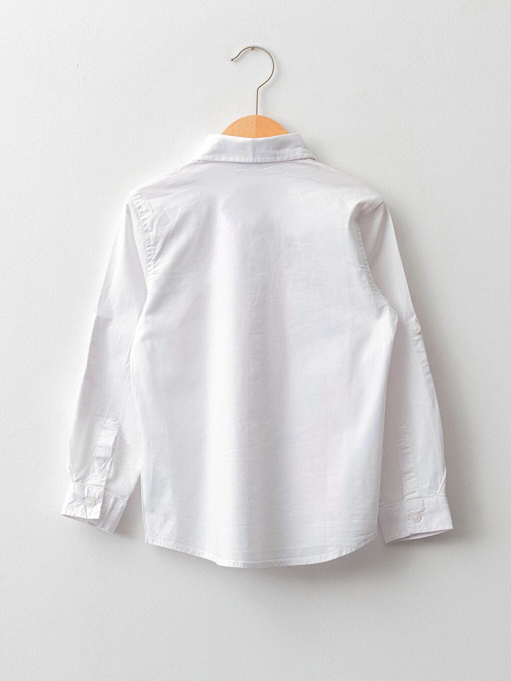 Beyaz Basic Uzun Kollu Poplin Erkek Çocuk Gömlek-1