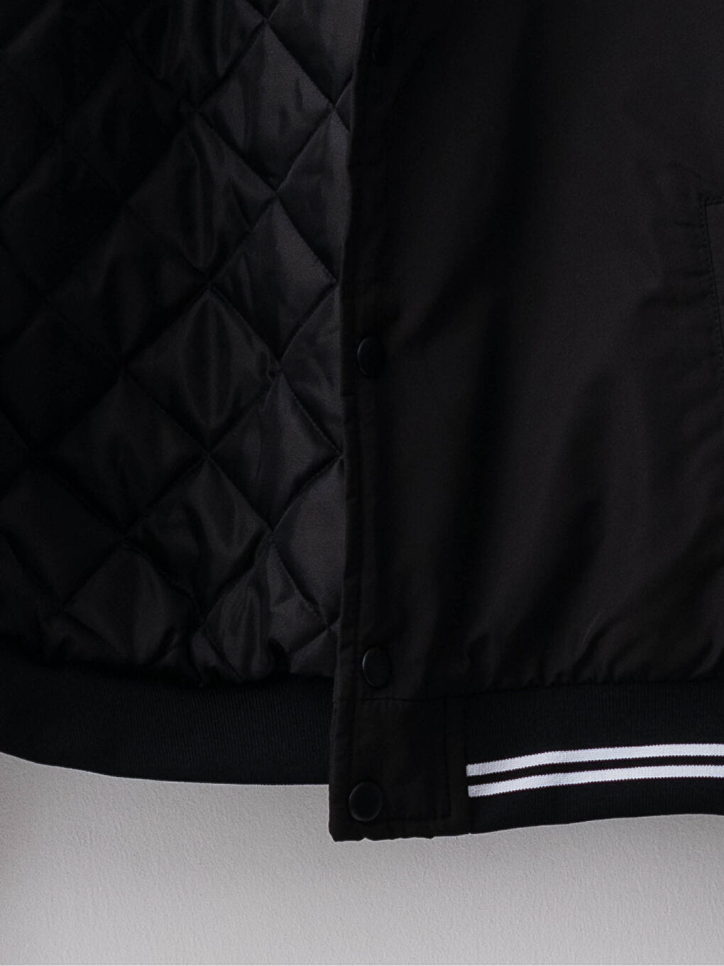 Siyah Standart Kalıp Kolej Yaka Erkek Bomber Ceket-10