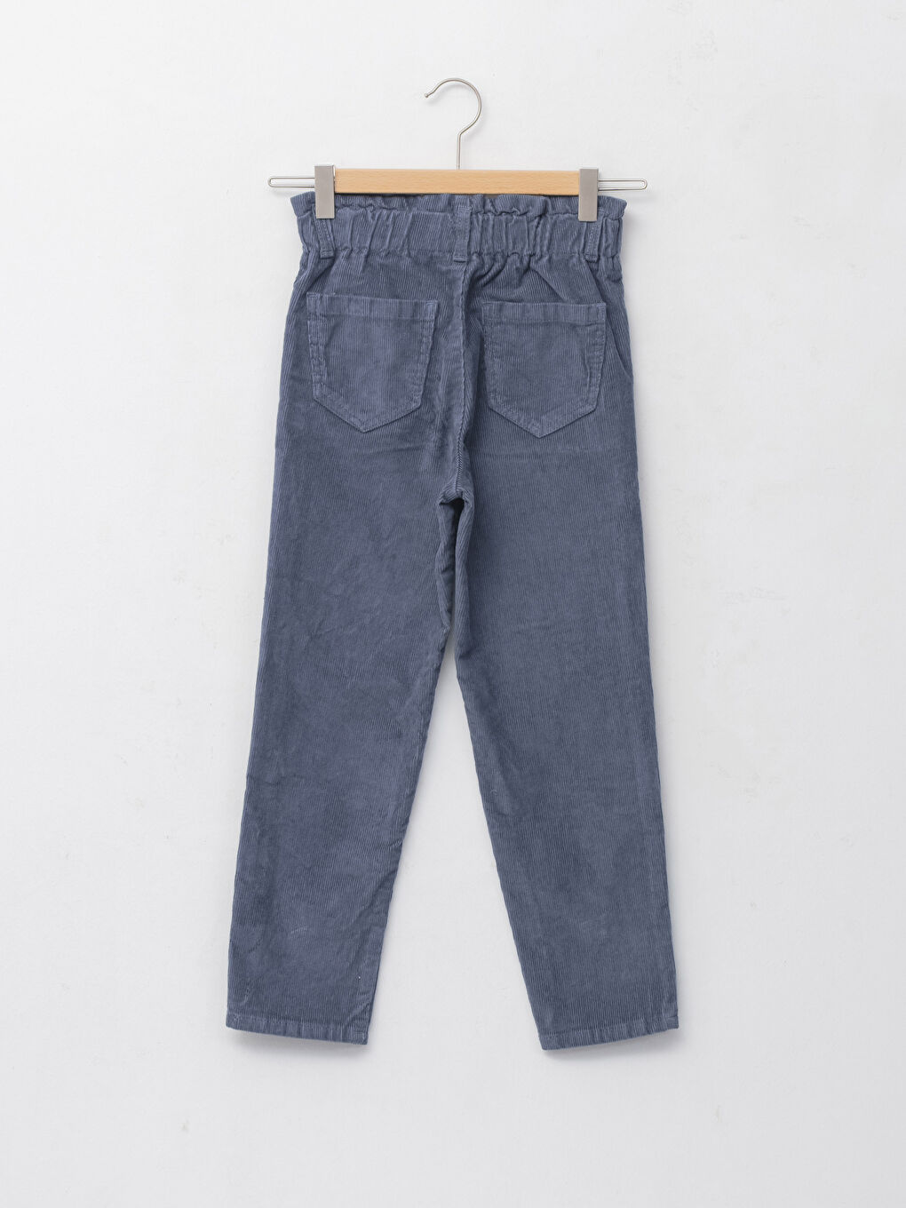 Elastic Waist Basic Velvet Girl Trousers-1
