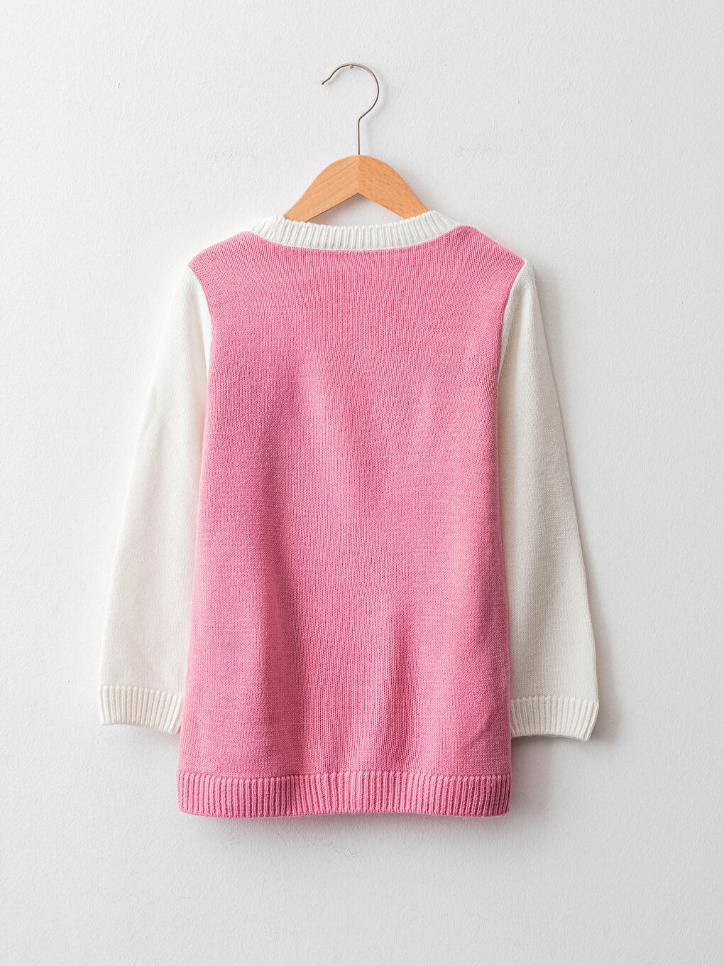 LCW Kids V-Neck Color Block Long Sleeve Girls' Knitwear Cardigan -W12345Z4-CUE