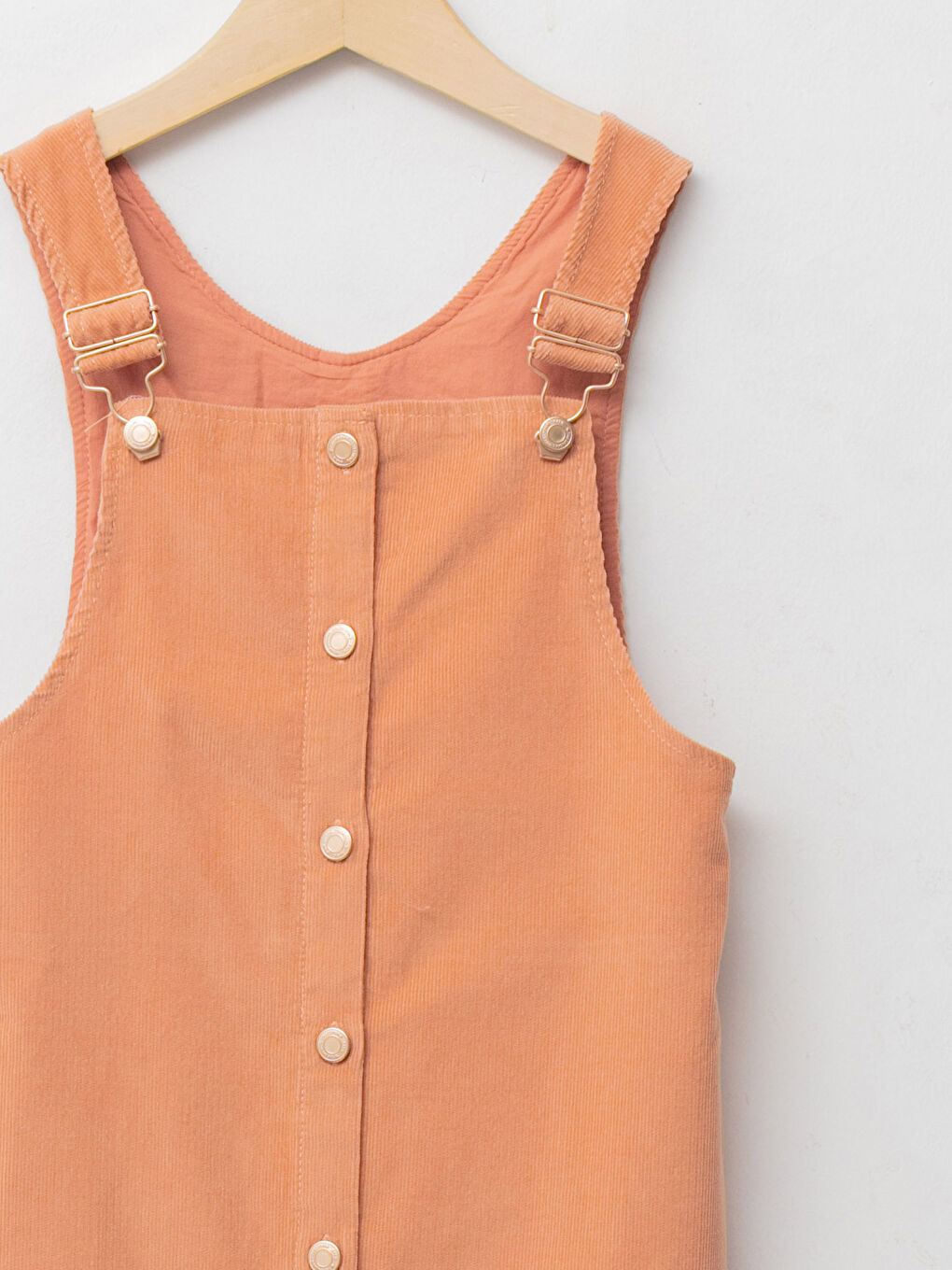 LCW Kids Kare Yaka Basic Kadife Kız Çocuk Salopet Elbise -W12391Z4-GD9